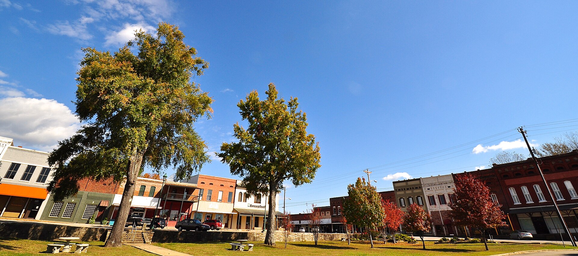 Buildings along Front Street (Left) and Fulton Street (Right). This historic district, located at Iuka, MS, was listed on the National Register of Historic Places in 1991. — Mississippi