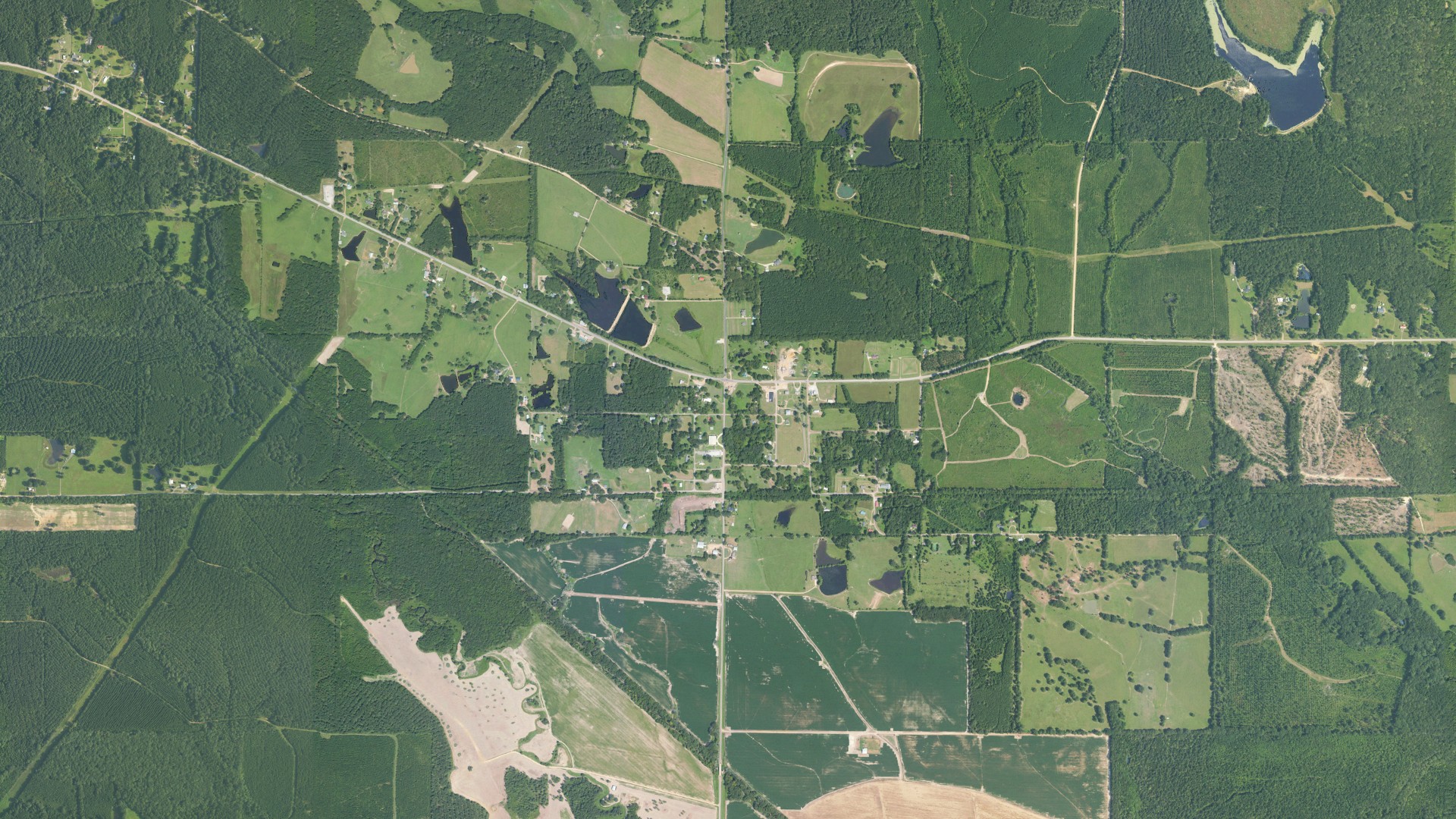 Natural-color aerial photograph of land around Pheba, Mississippi