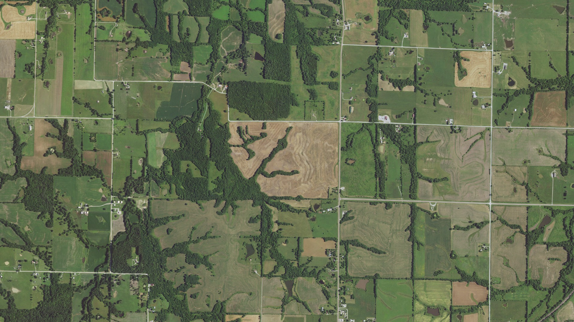 Aerial view of land around Grant, Missouri