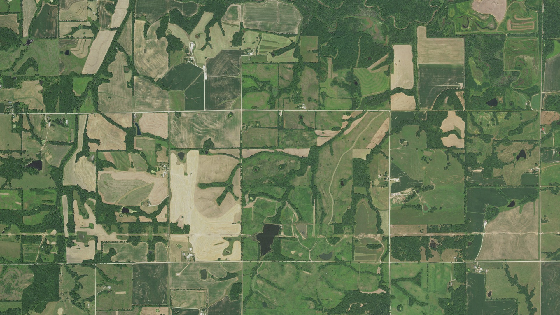Aerial view of land around Combs, Missouri