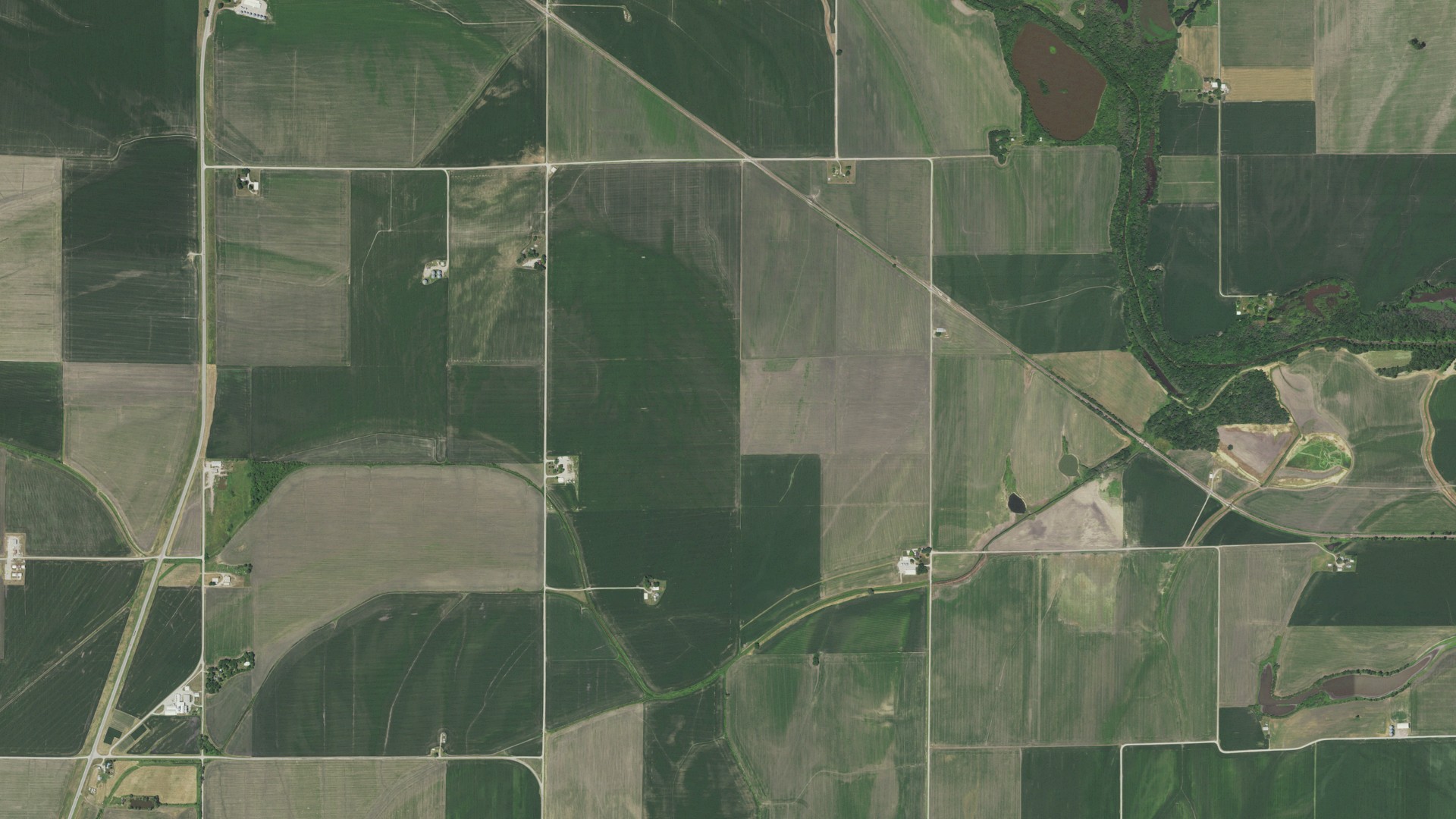Aerial view of land around Wakenda, Missouri