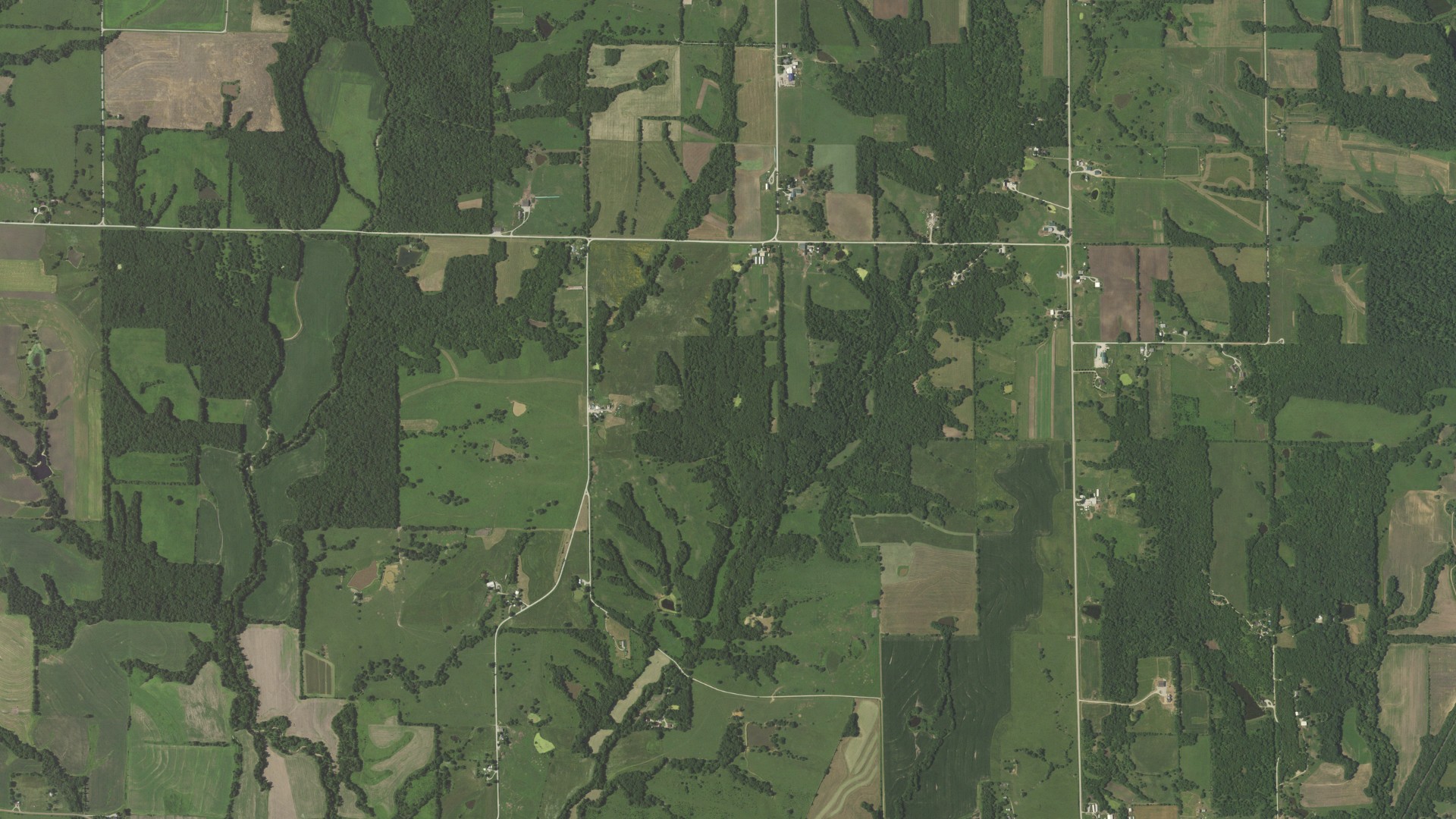 Aerial view of land around Jackson, Missouri