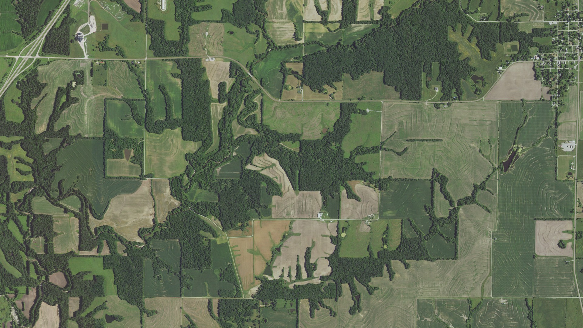 Aerial view of land around Salem, Missouri