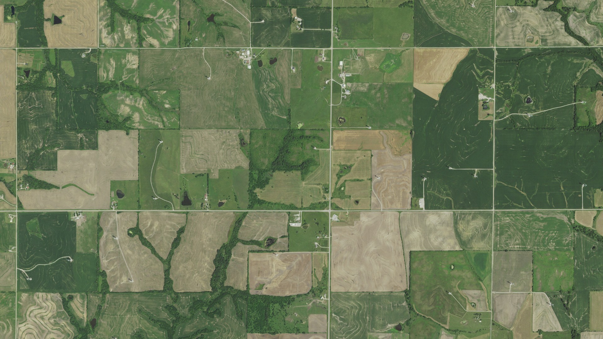 Aerial view of land around Polk, Missouri