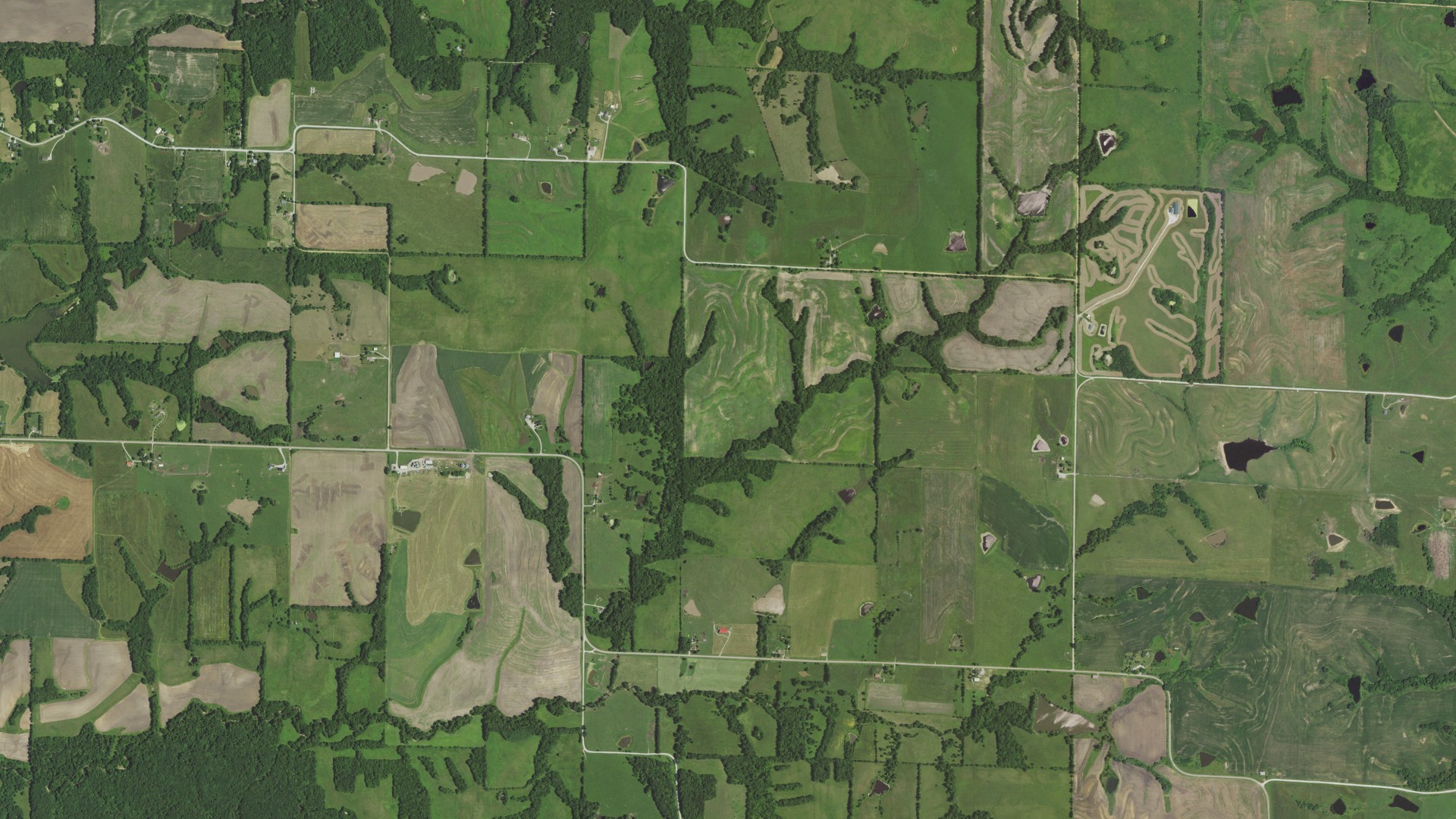 Aerial view of land around Athens, Missouri