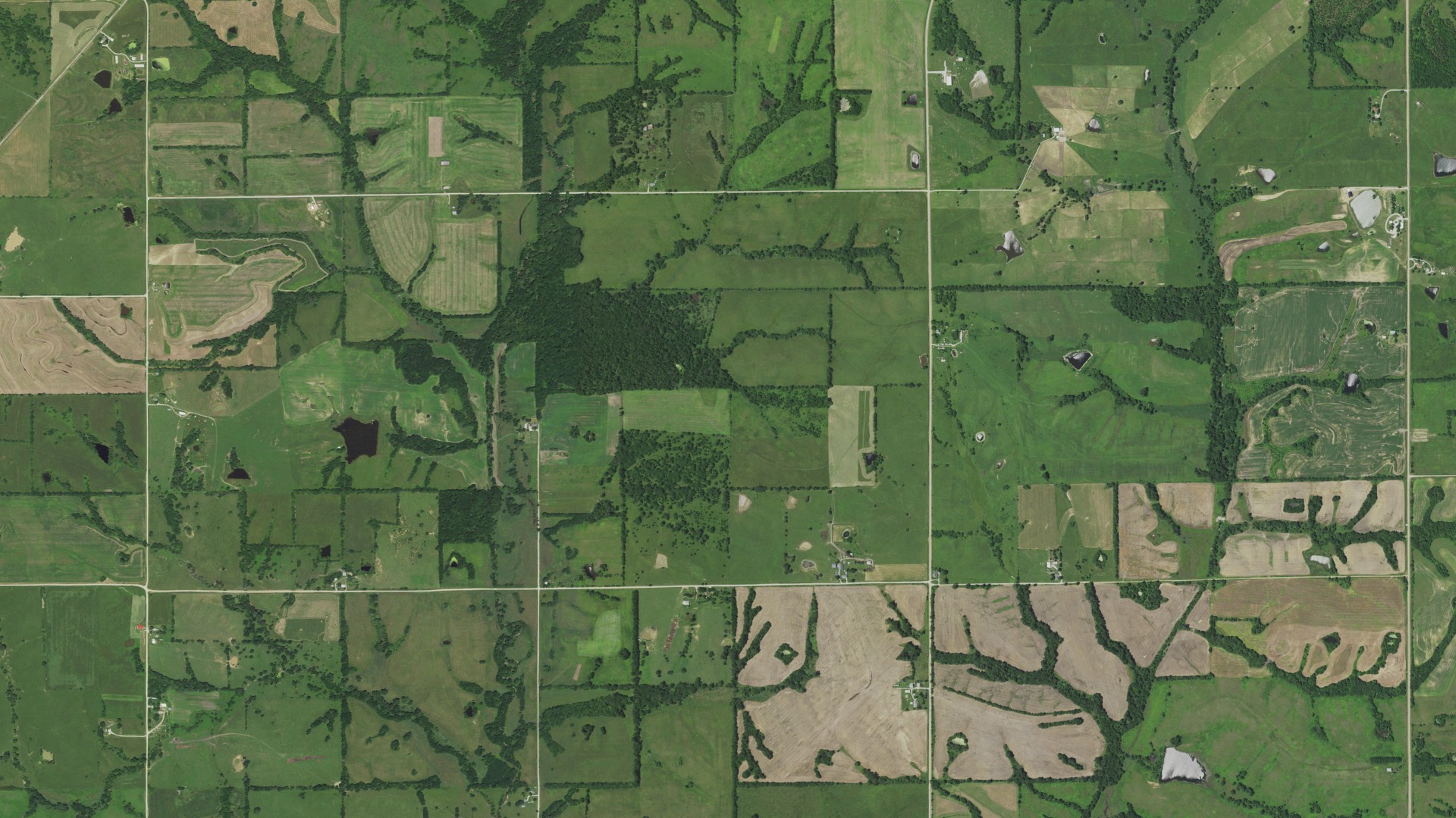 Aerial view of land around Myers, Missouri