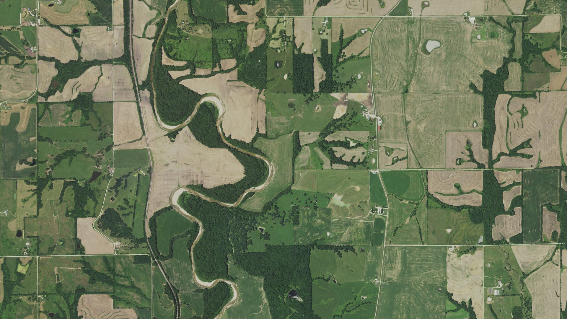 Aerial view of land around Wilson, Missouri