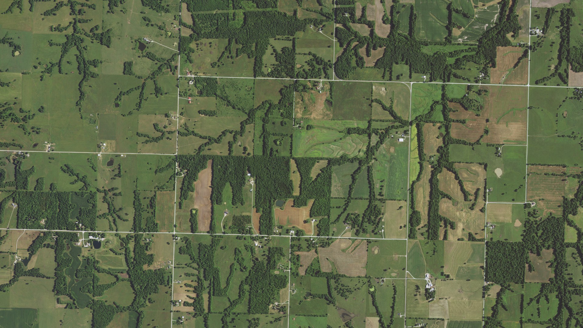 Natural-color aerial photograph of land around Bogard, Missouri