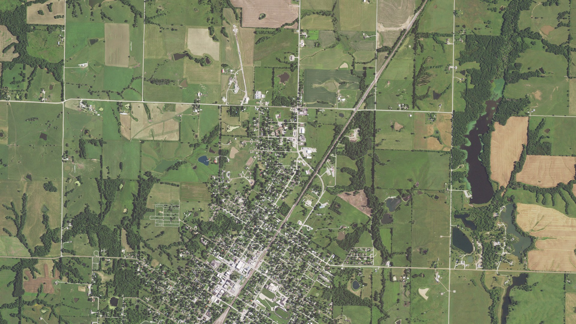 Aerial view of land around Marceline, Missouri
