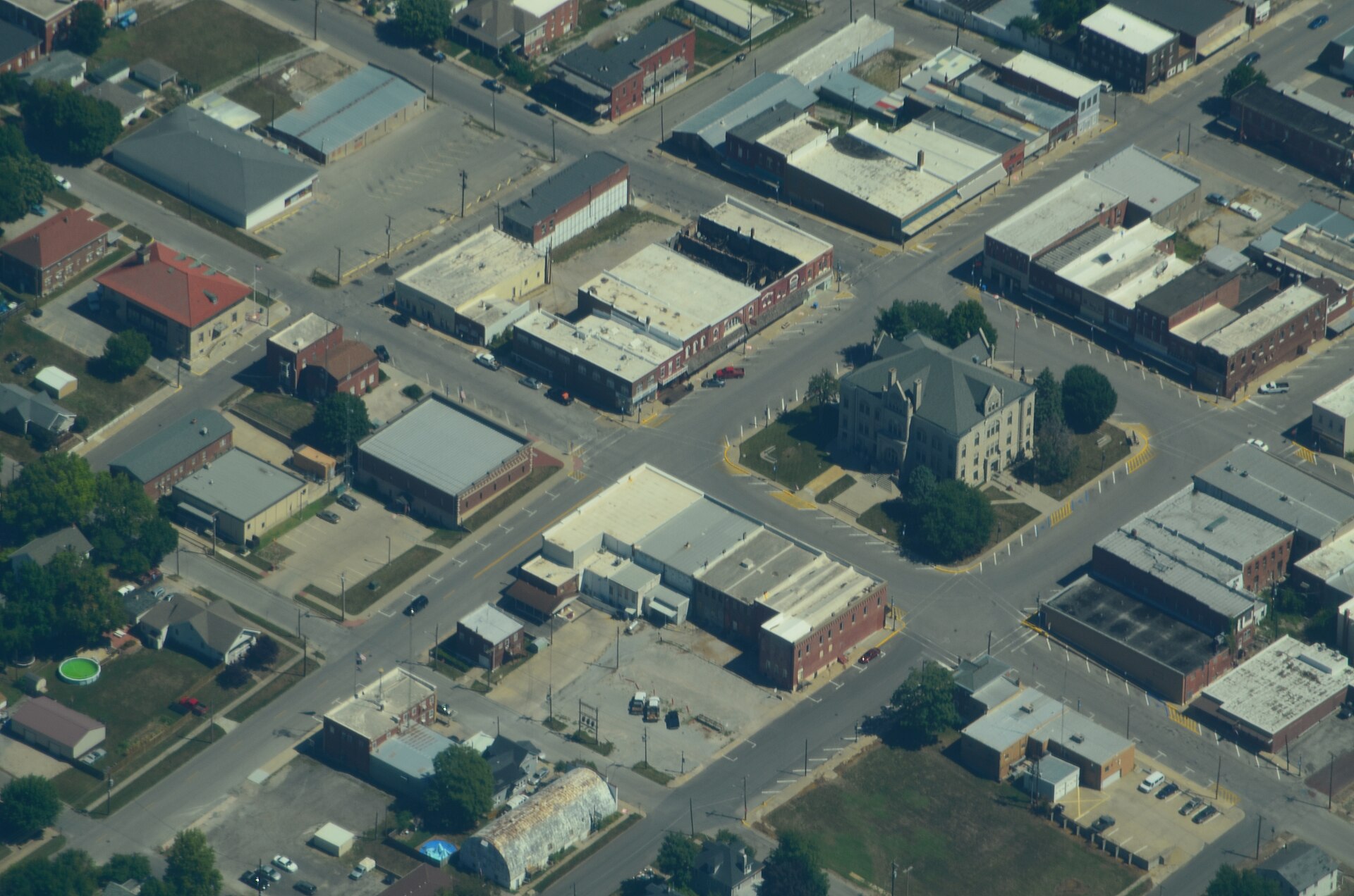 Aerial landscape in Carrollton, Missouri