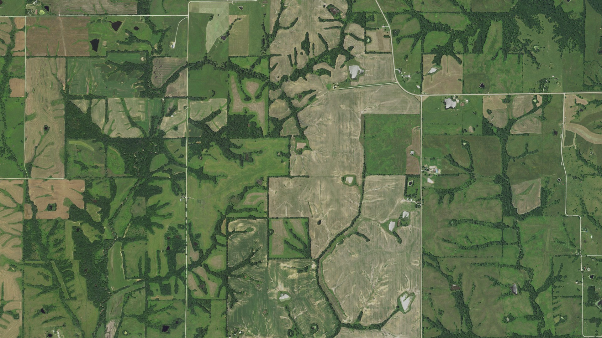 Aerial view of land around Medicine, Missouri