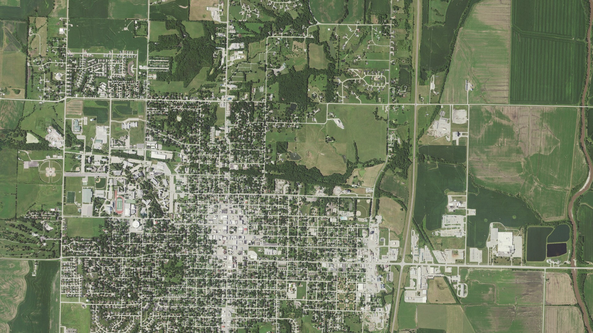 Aerial view of land around Polk, Missouri