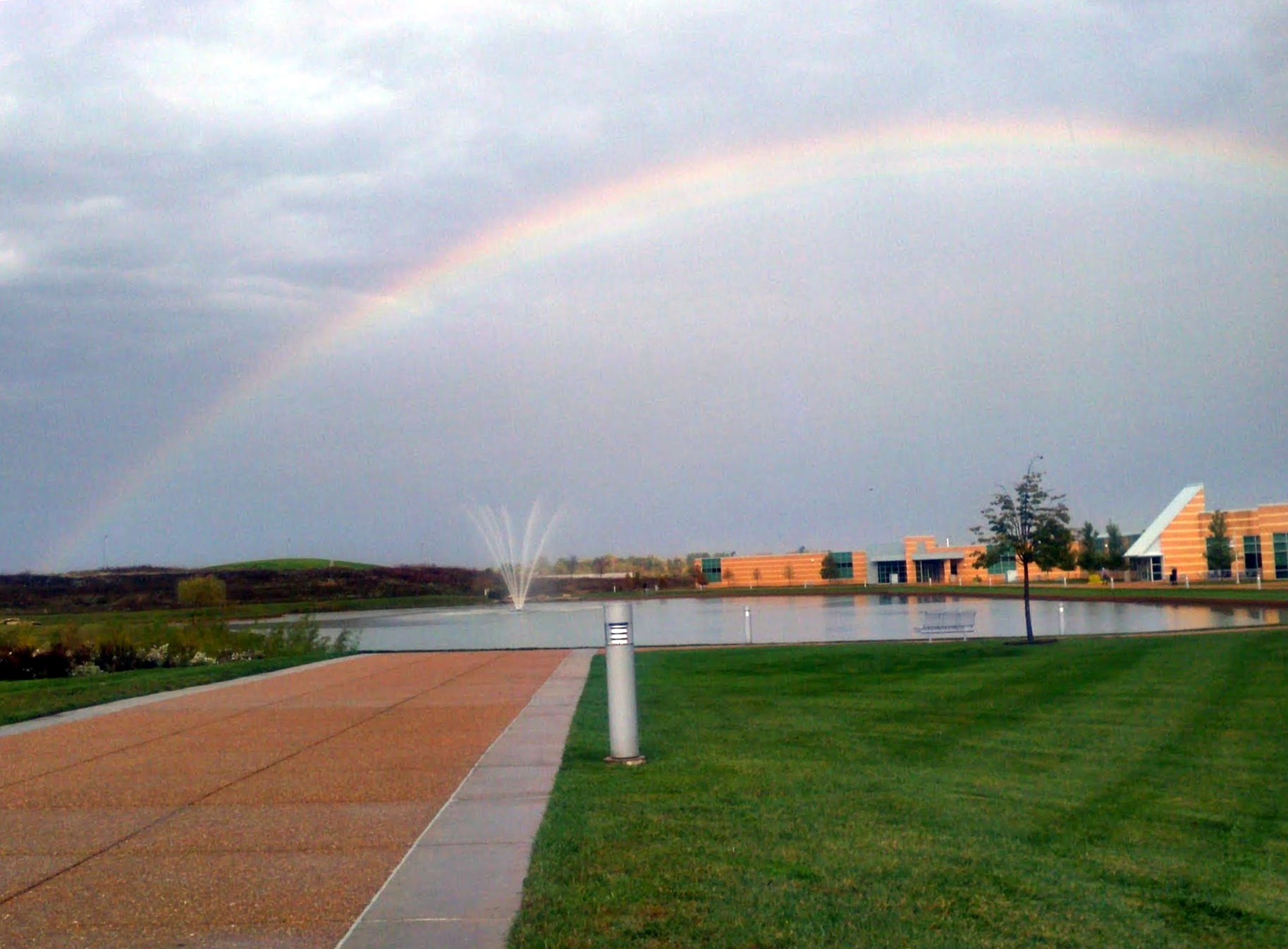An impressive rainbow of St. Charles Community College (SCC) in Cottleville, MO. This photo was cleaned up some in GiMP. — Missouri