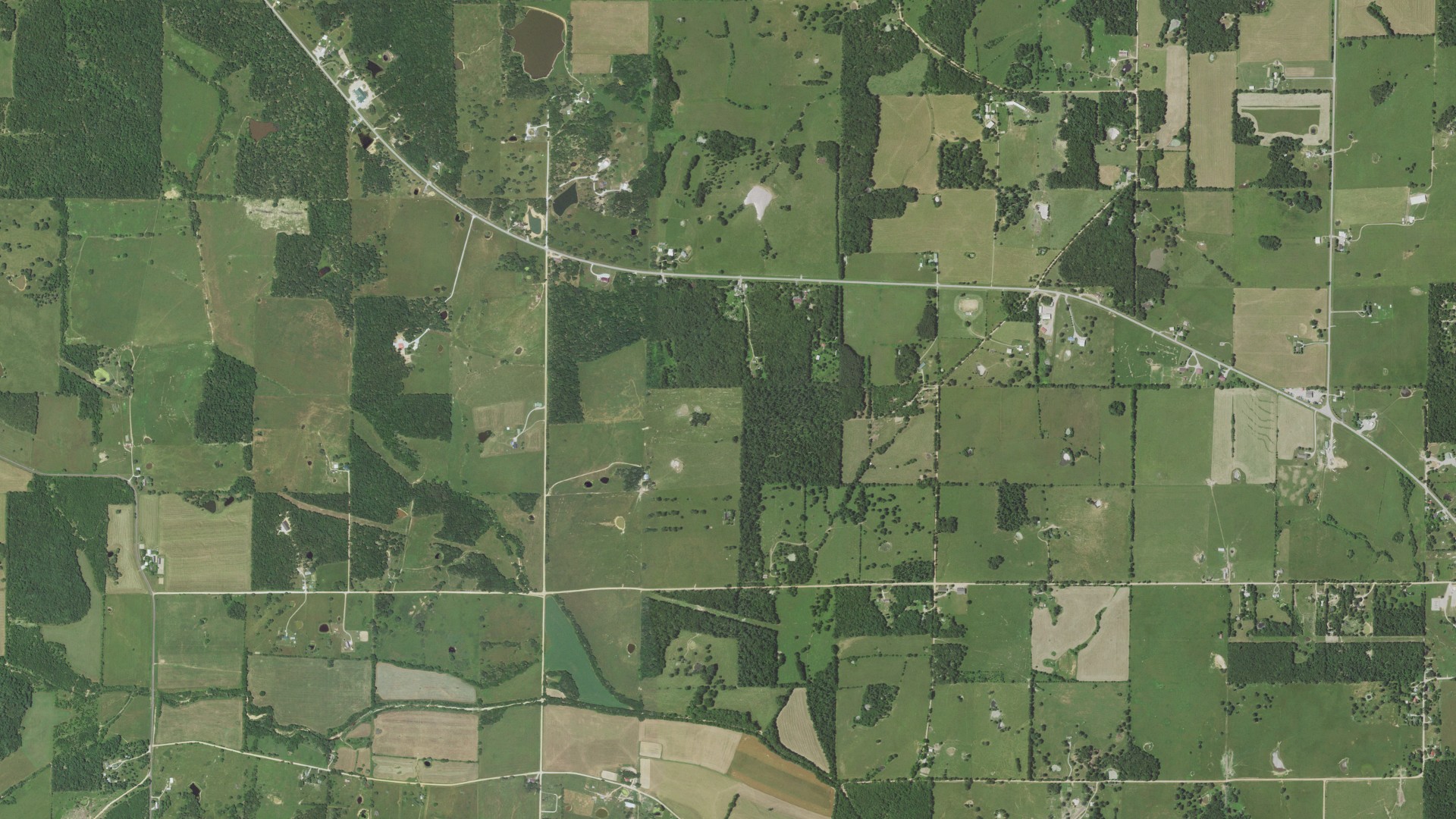 Aerial view of land around Carroll, Missouri