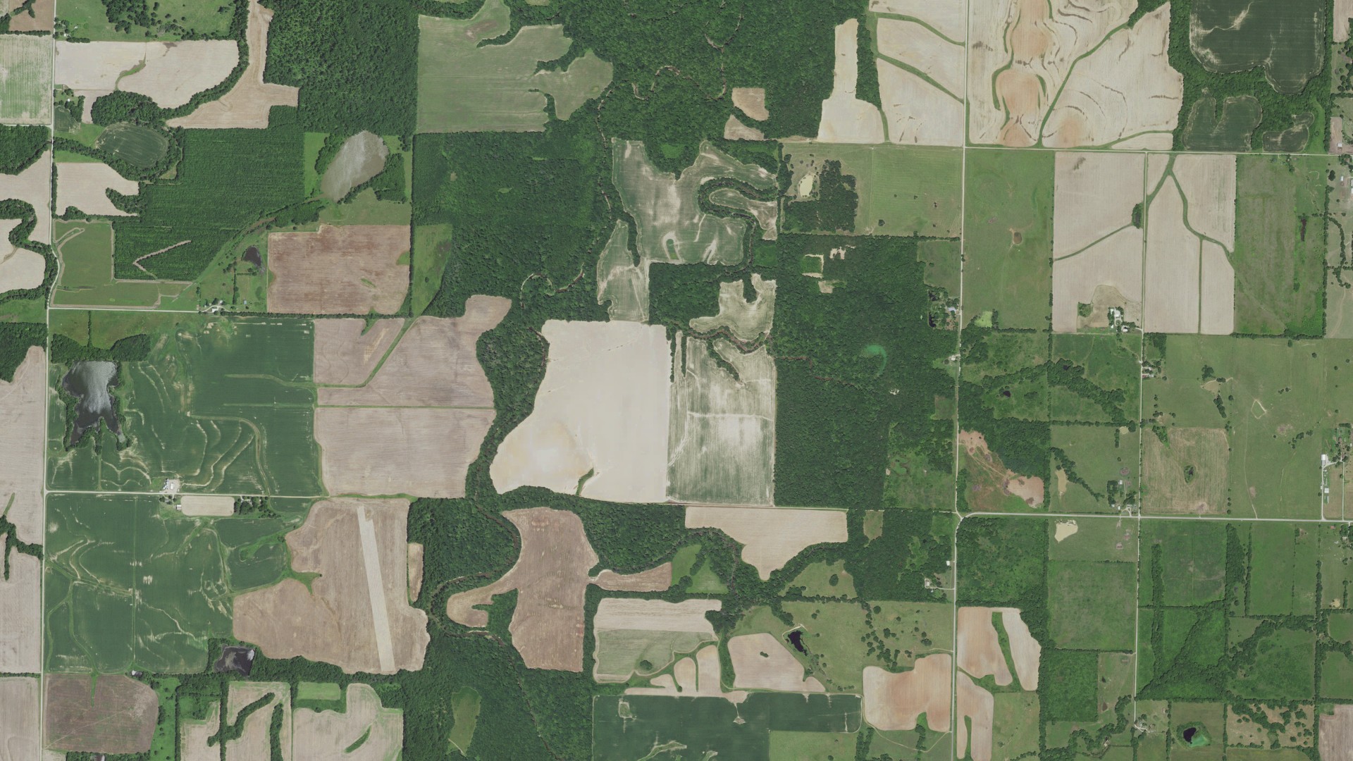 Aerial view of land around Harrison, Missouri