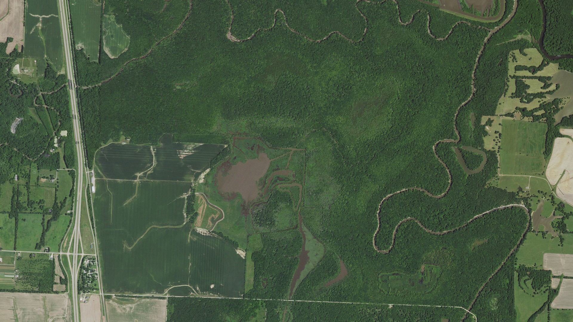 Aerial view of land around Osage, Missouri