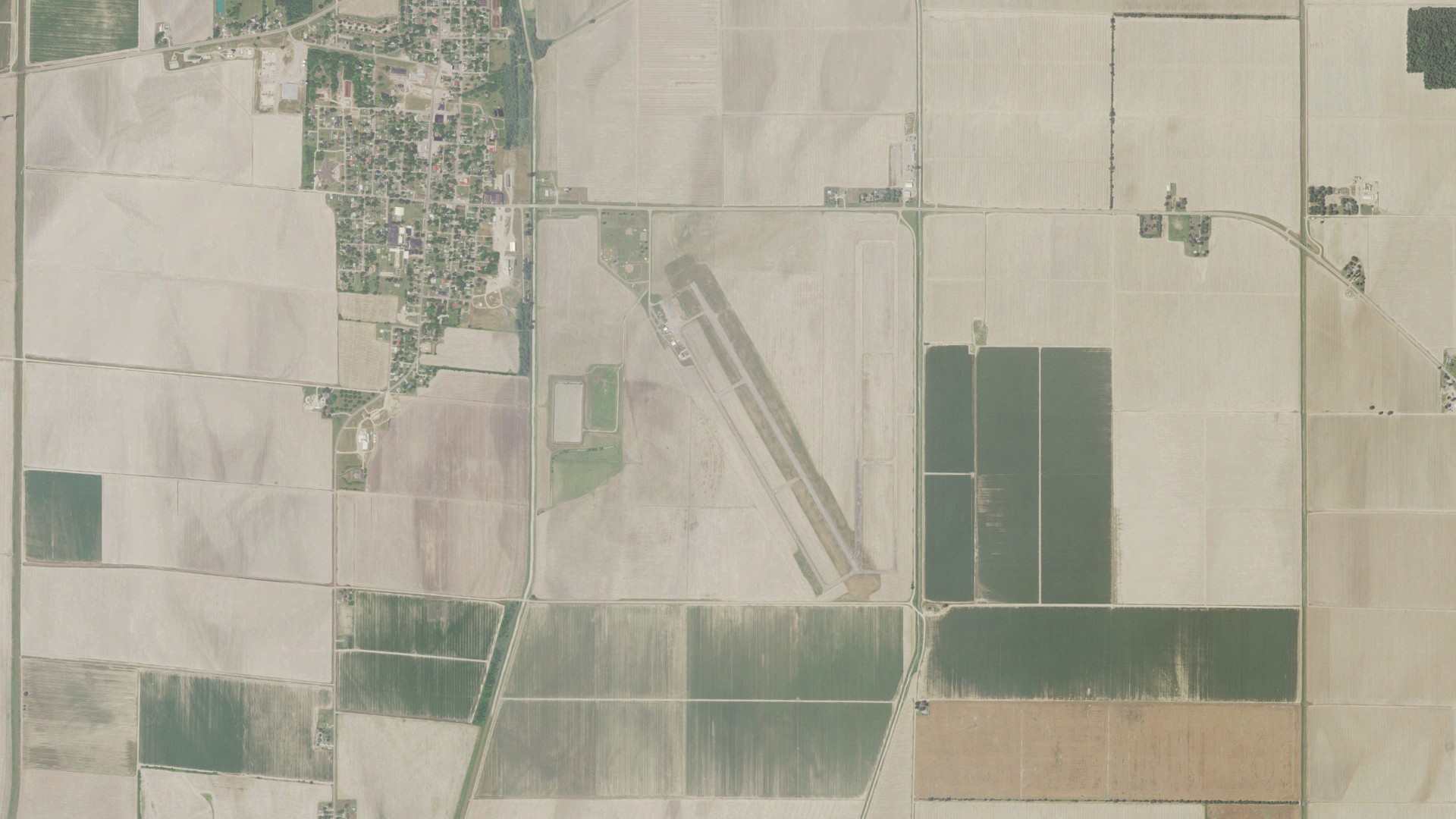 Natural-color aerial photograph of land around Gideon, Missouri