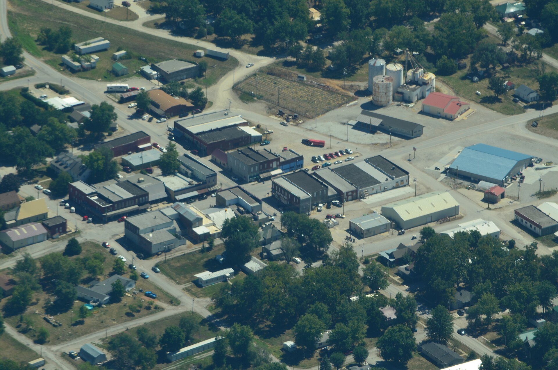 Aerial landscape in Jamesport, Missouri