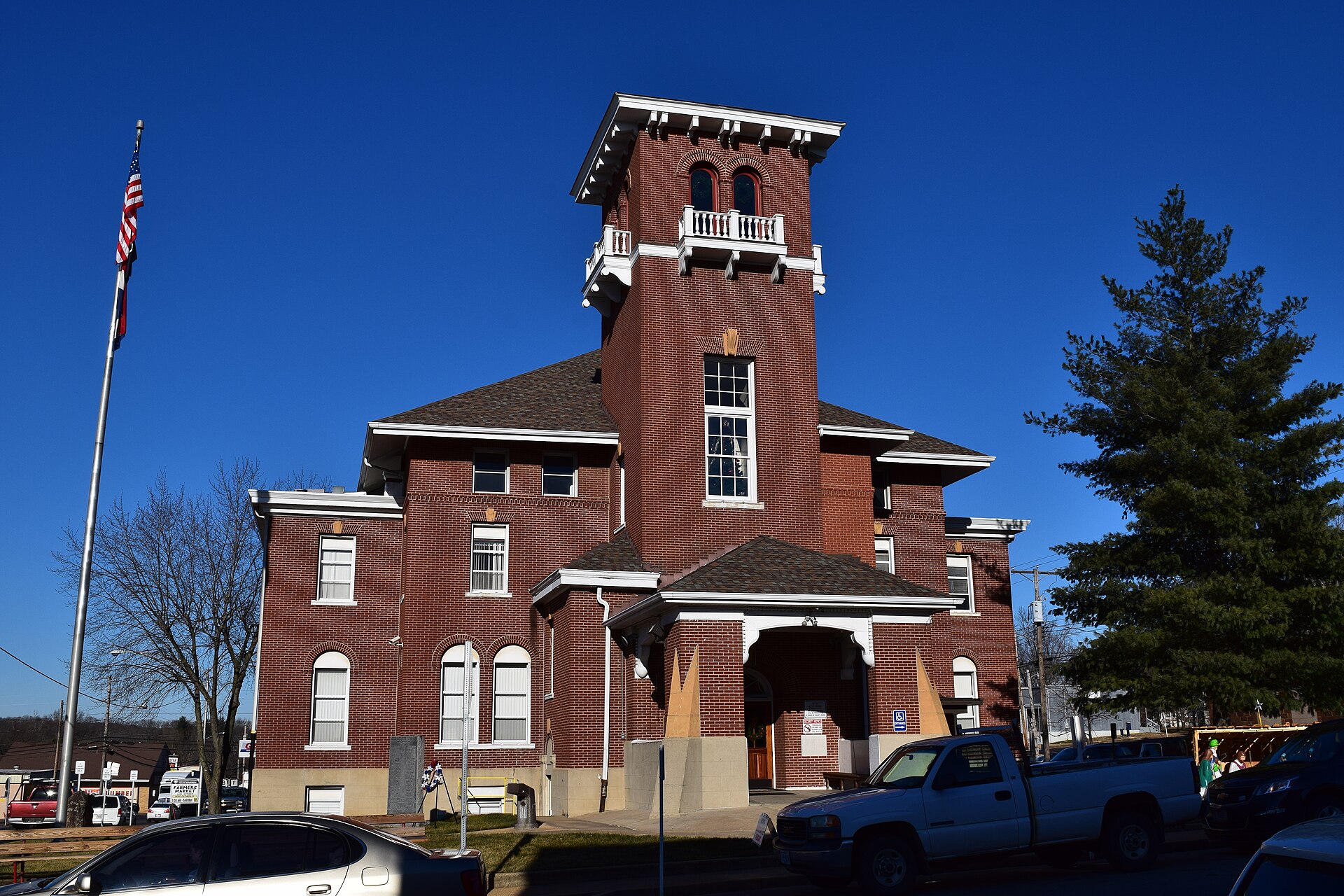 The Washington County Courthouse in Potosi, Washington County, Missouri. The courthouse is listed on the National Register of Historic Places.
