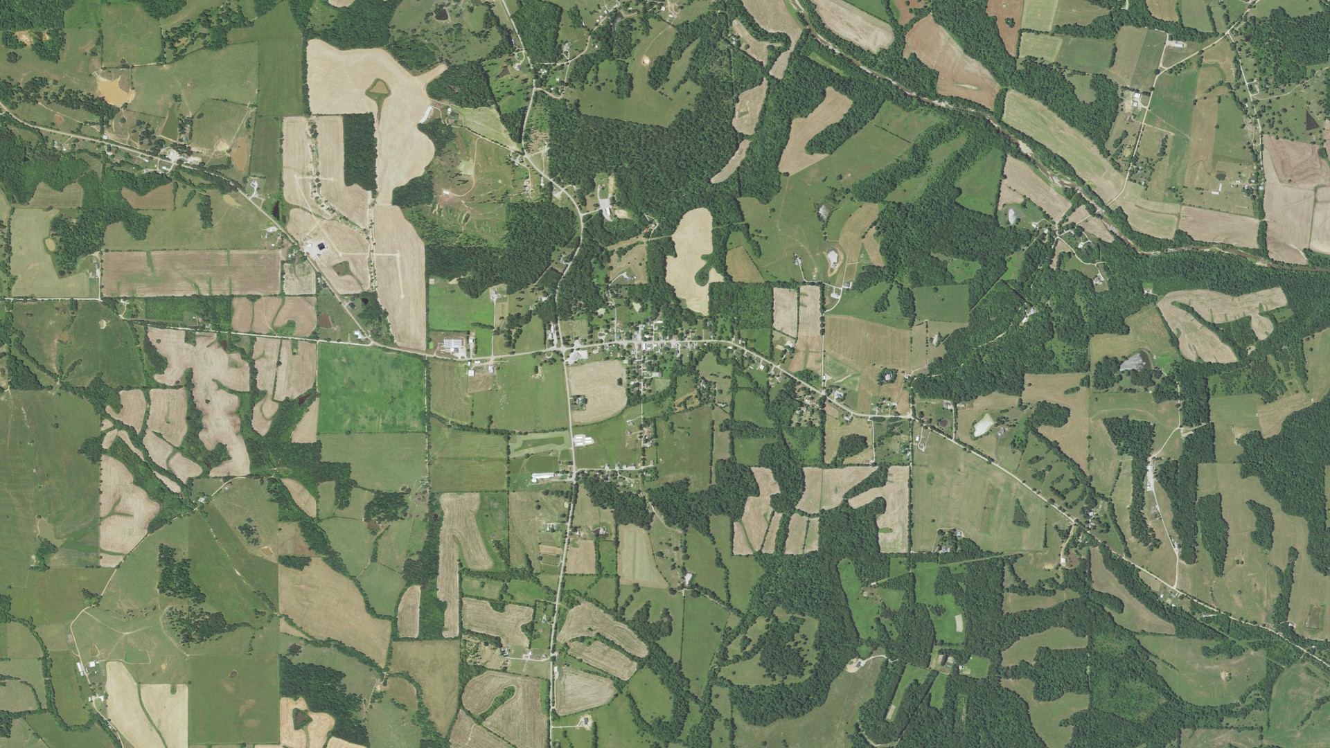 Natural-color aerial photograph of land around Sedgewickville, Missouri