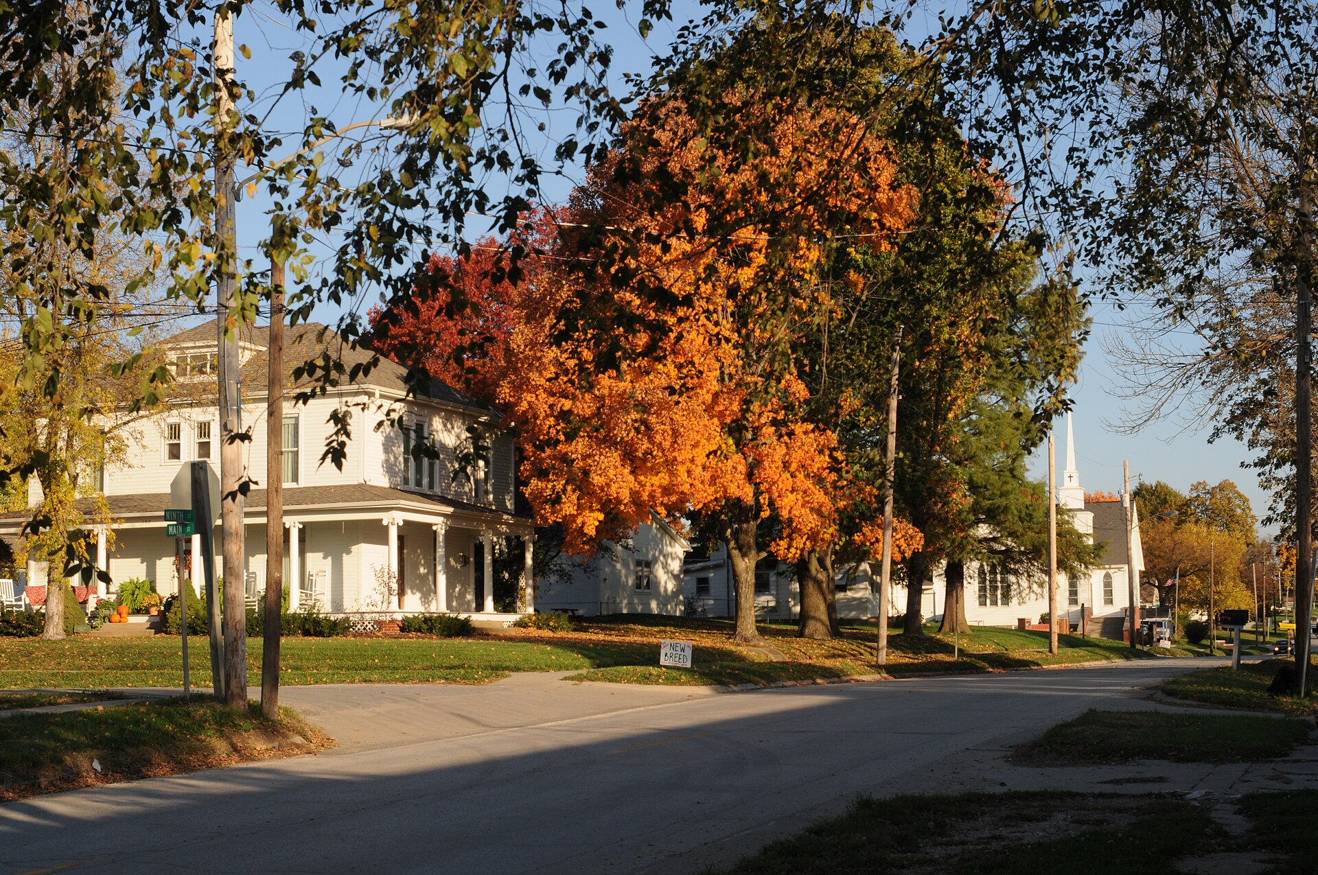 Northward view of Main Street in October of 2014 — Stewartsville, Missouri