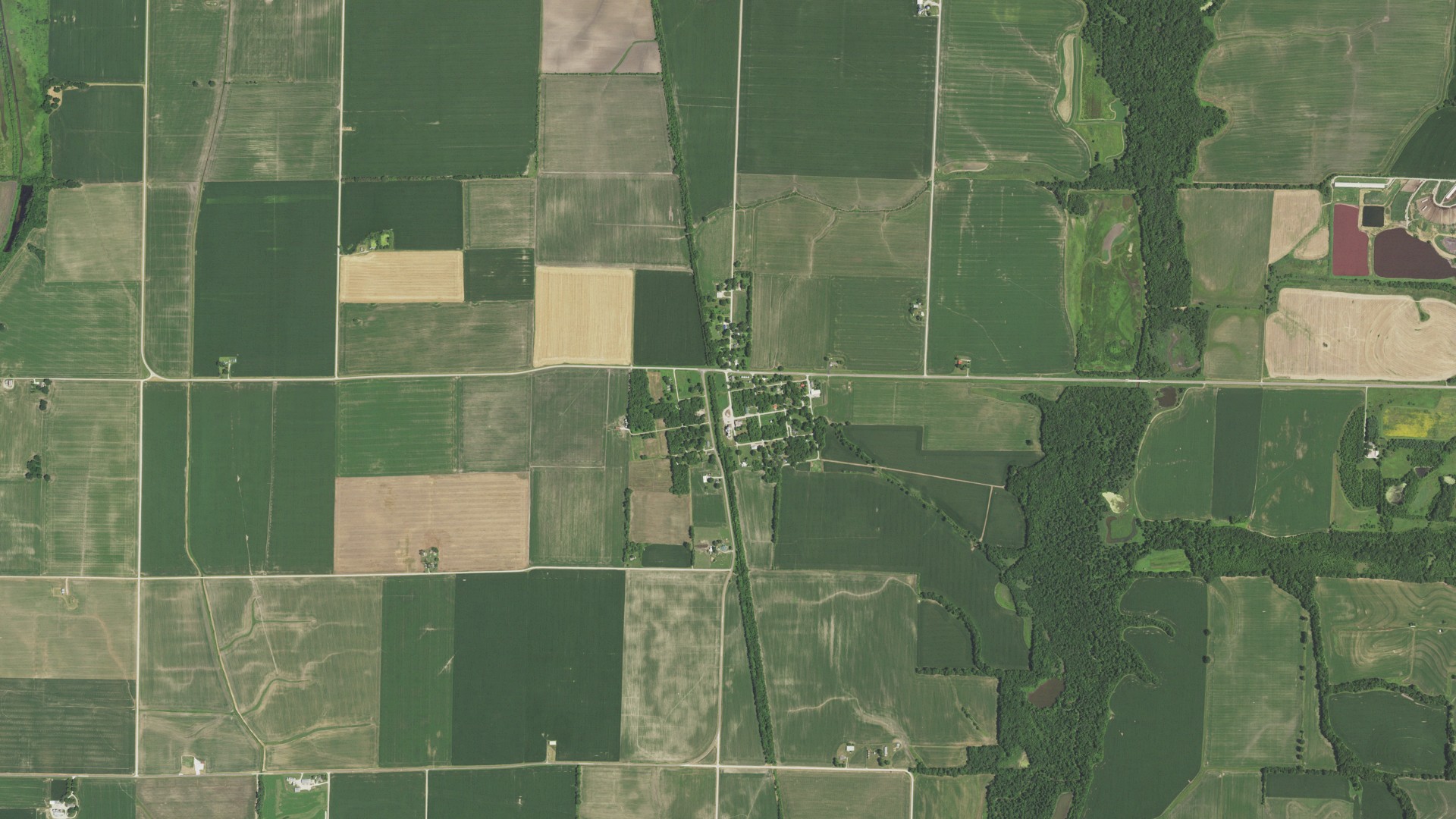 Aerial view of land around Triplett, Missouri