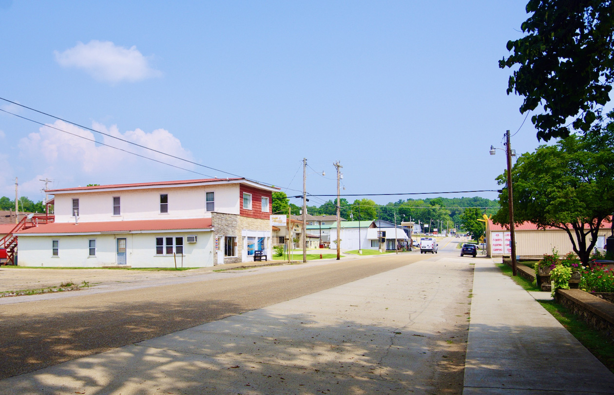 View along Main Street in Van Buren, Missouri, United States