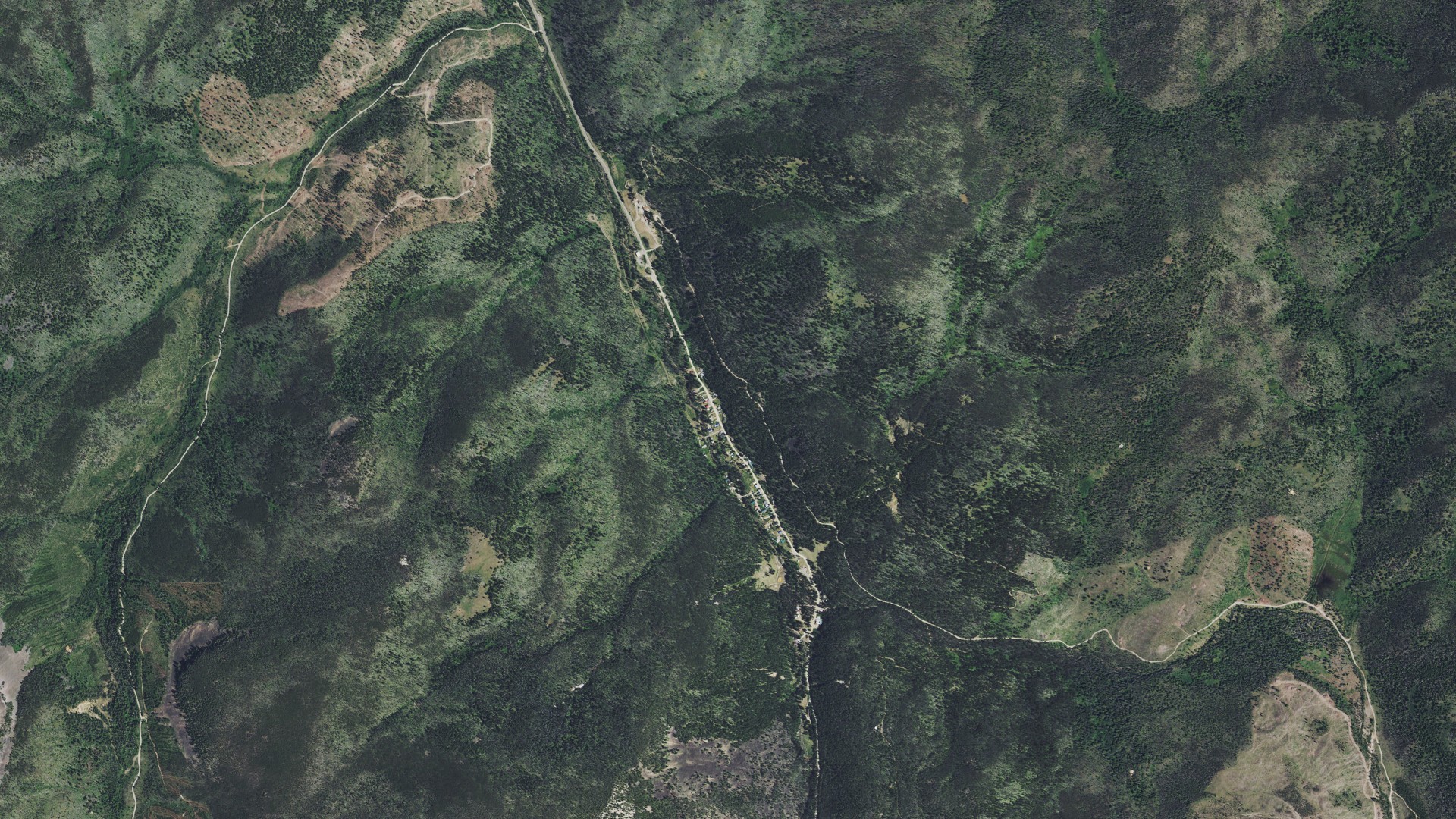 Natural-color aerial photograph of land around Rimini, Montana
