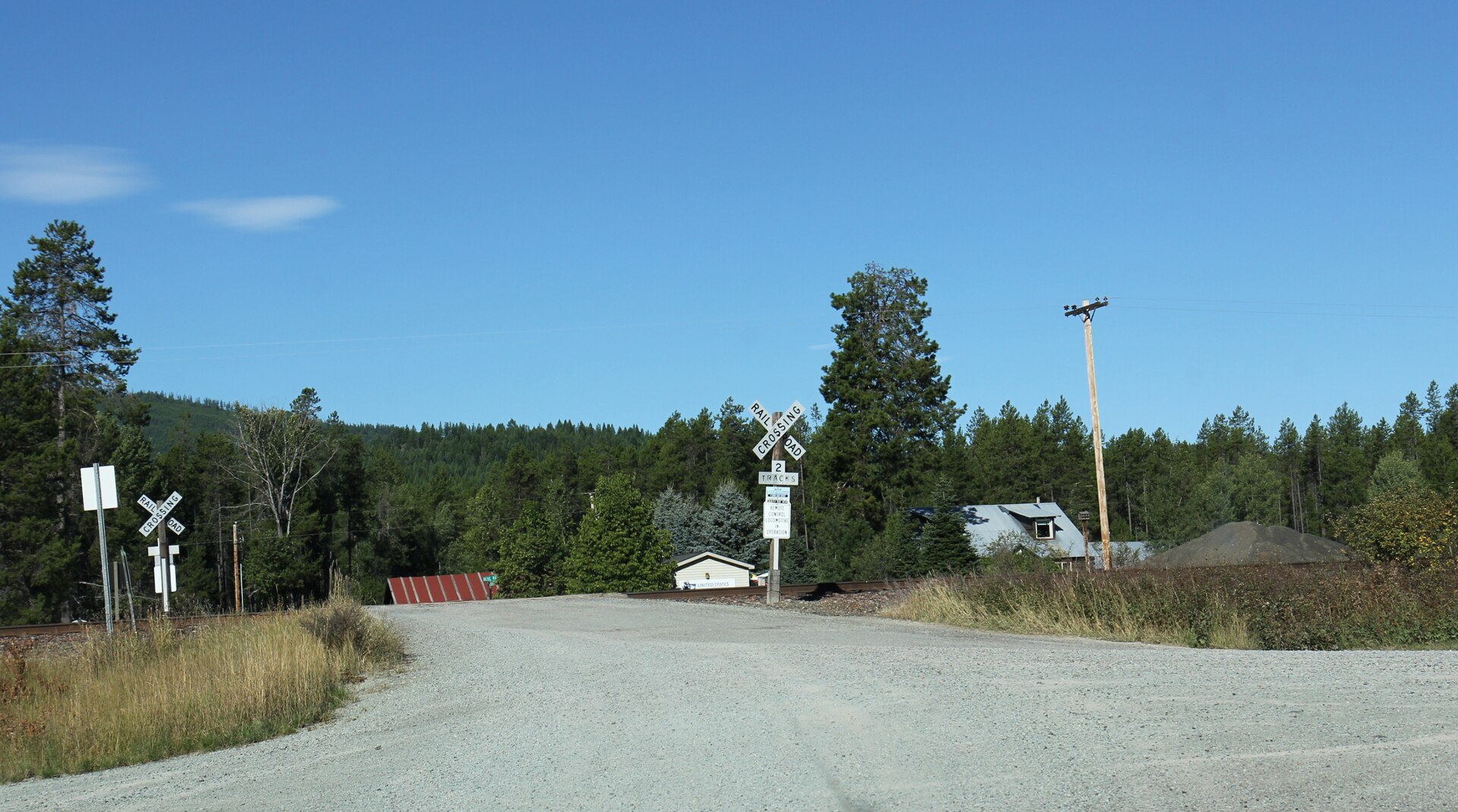 Railroad crossing in Stryker, Montana.