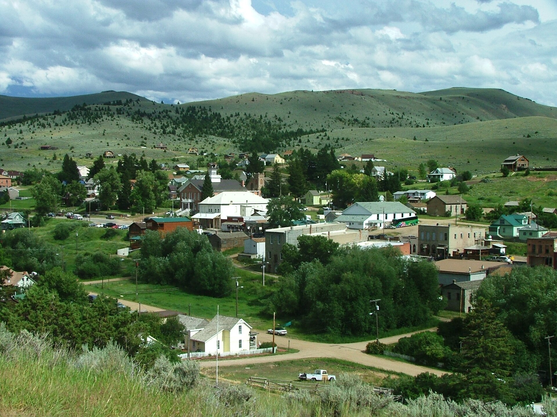 Virginia City, Montana, USA. The view from the road agent cemetery on the hill.
