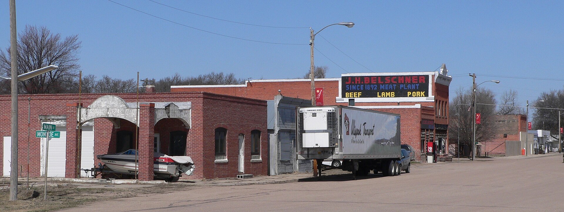 Main Street in Amherst, Nebraska, seen from the southeast.