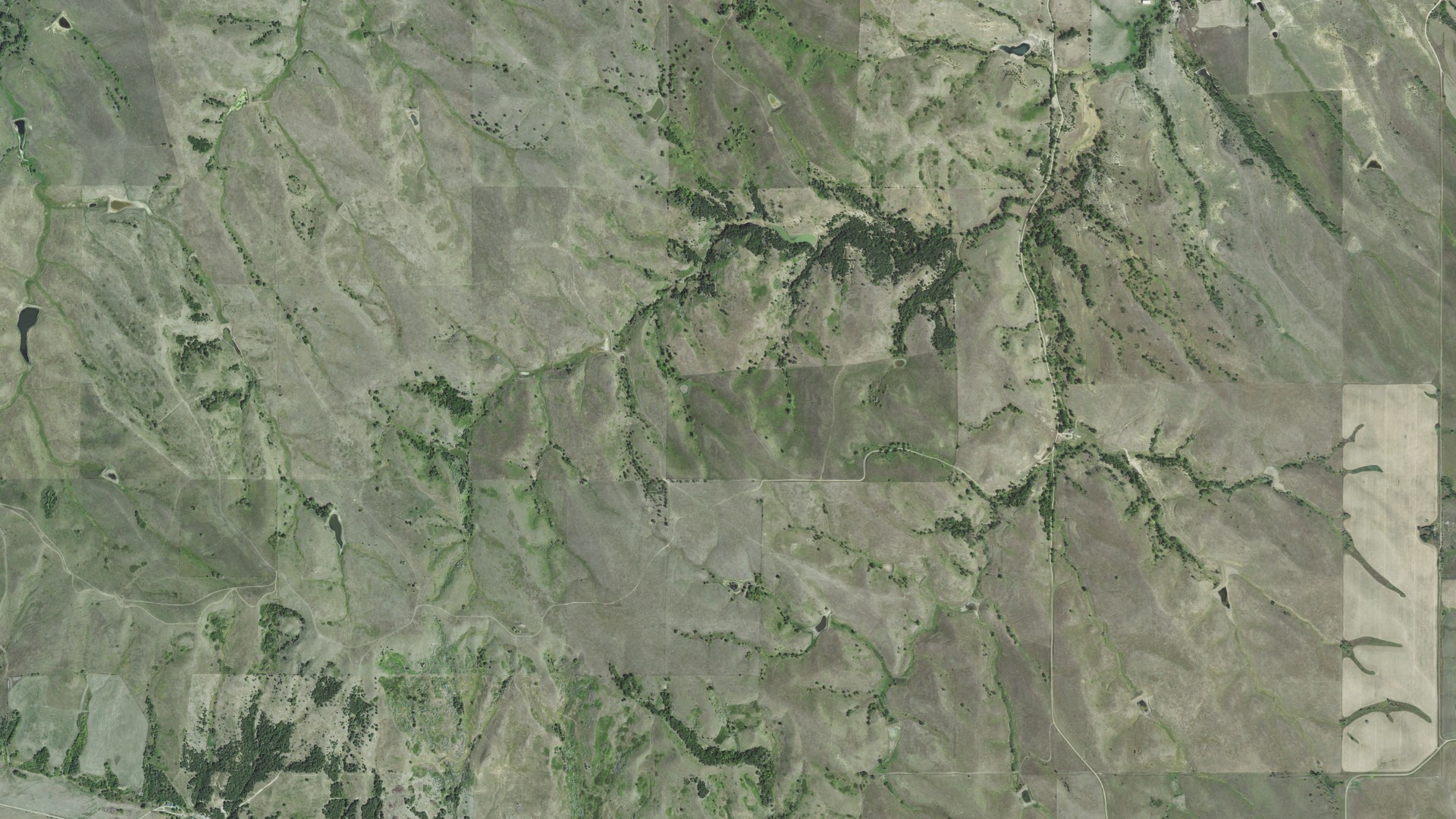 Aerial view of land around Lynch, Nebraska