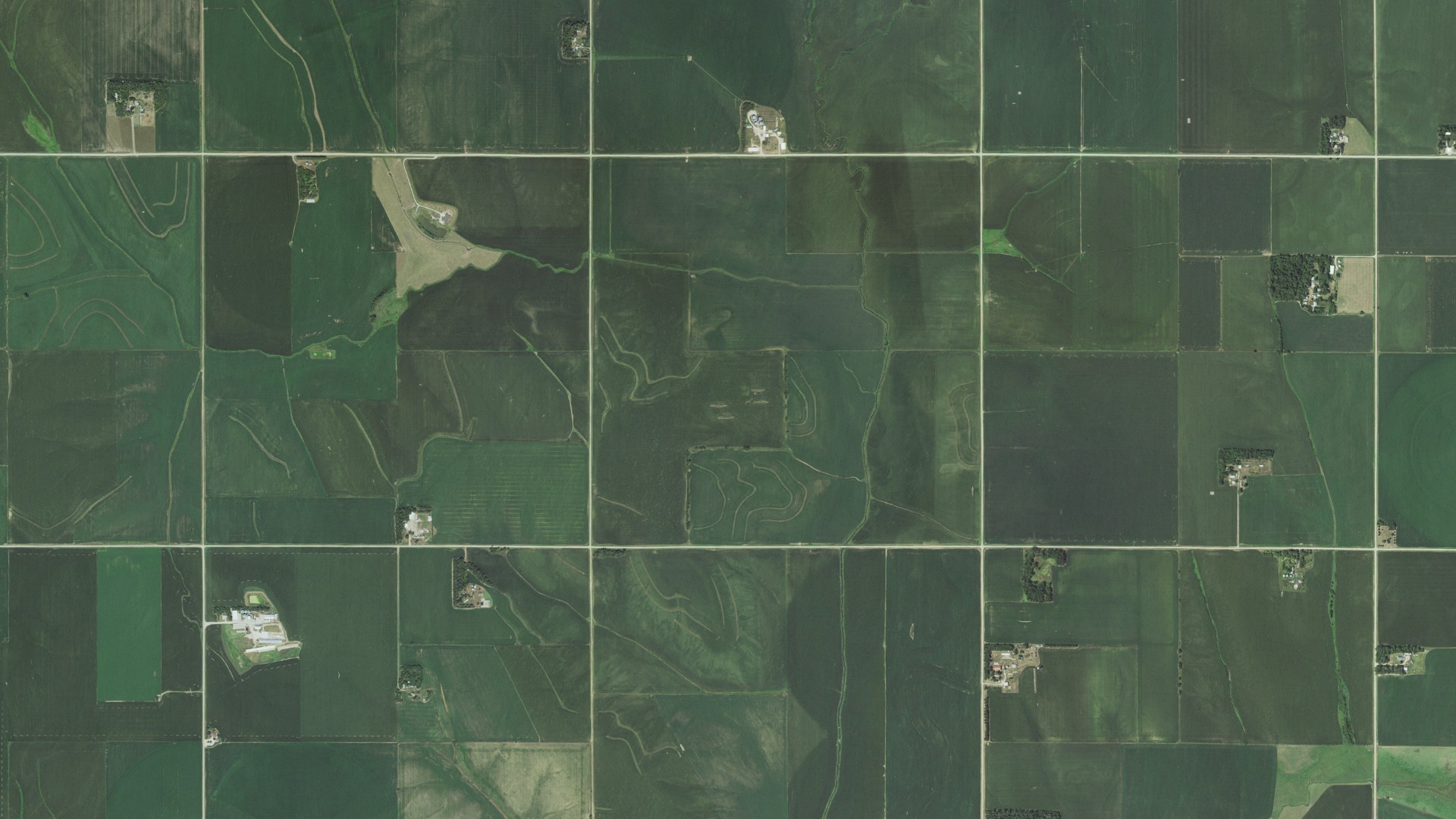 Aerial view of land around Bell Creek, Nebraska