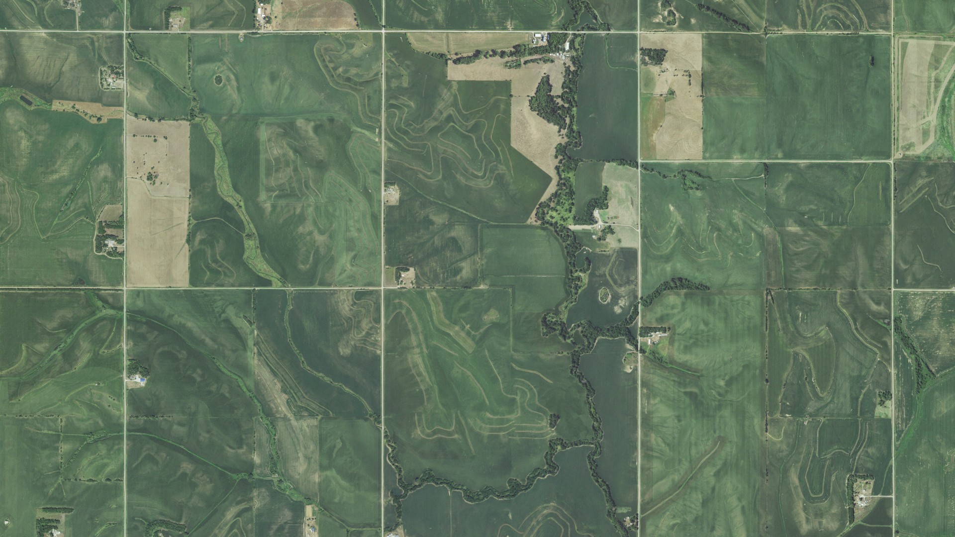 Aerial view of land around Logan, Nebraska