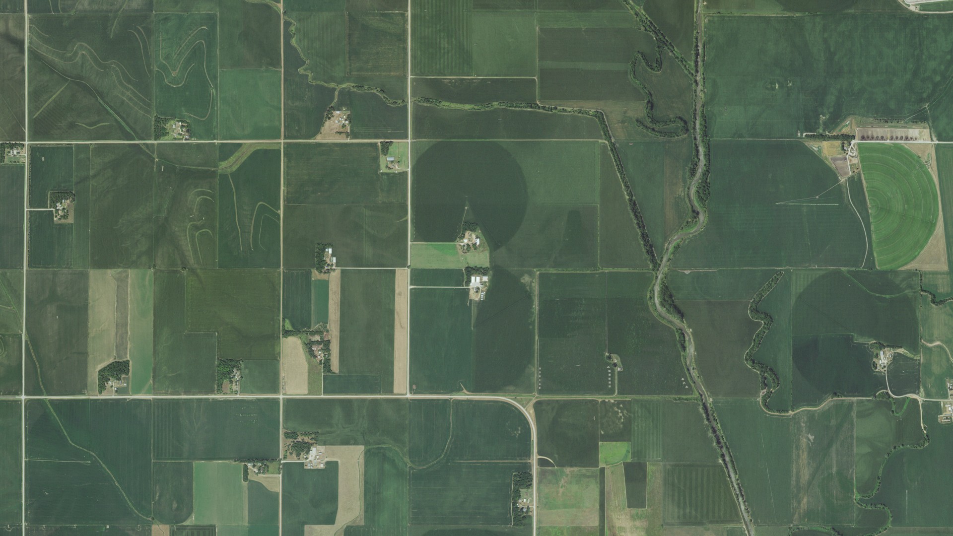 Aerial view of land around Oakland, Nebraska