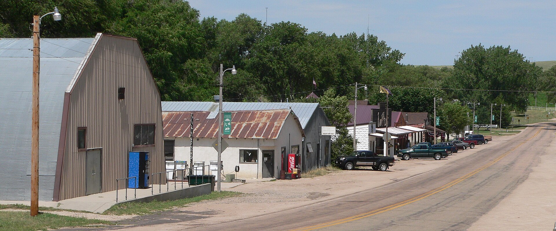 Downtown Arthur, Nebraska: west side of Fir Street (Nebraska Highway 92/Nebraska Highway 61), seen looking northwest from near Marshall Street.