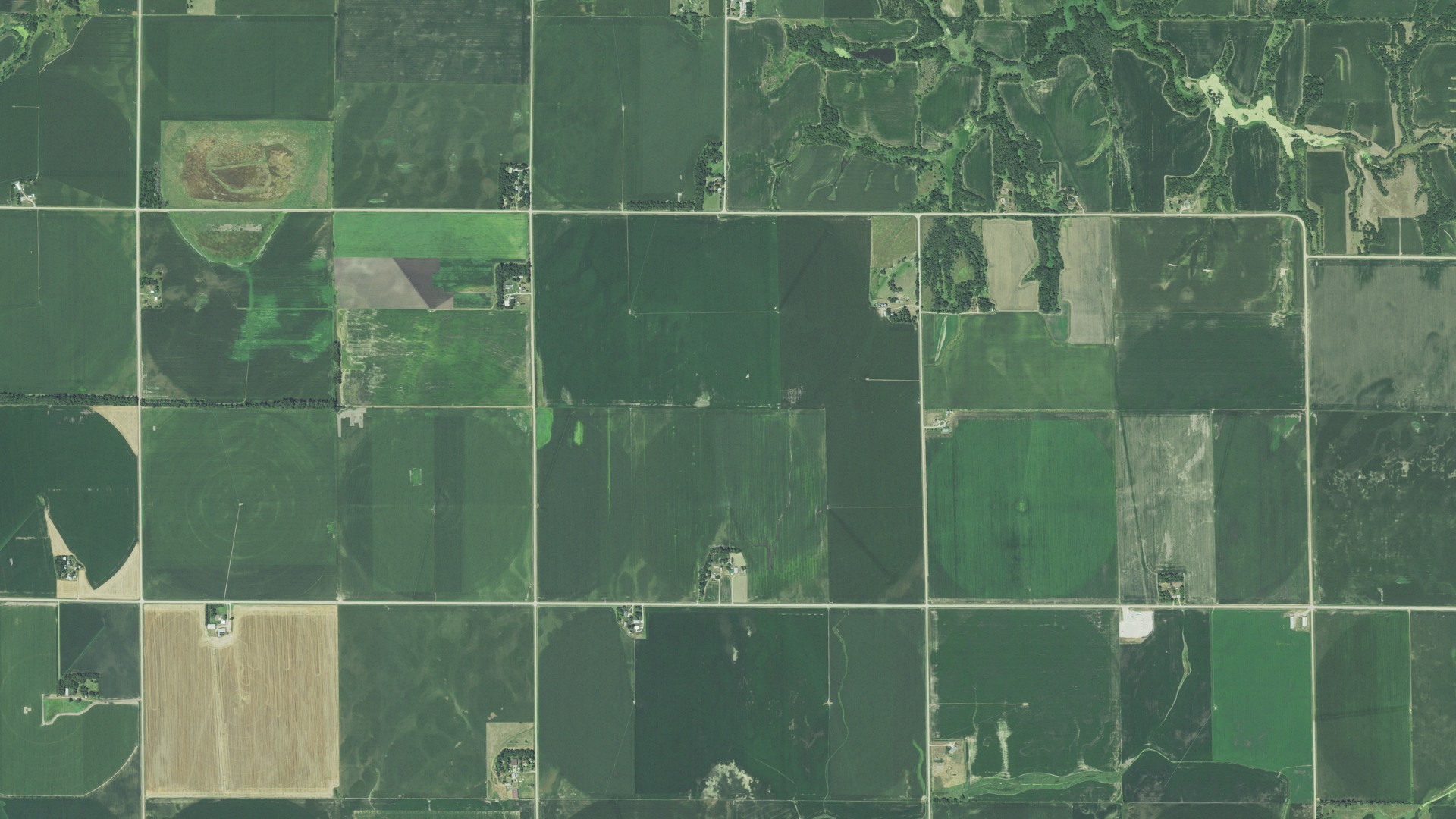Natural-color aerial photograph of land around Olive, Nebraska