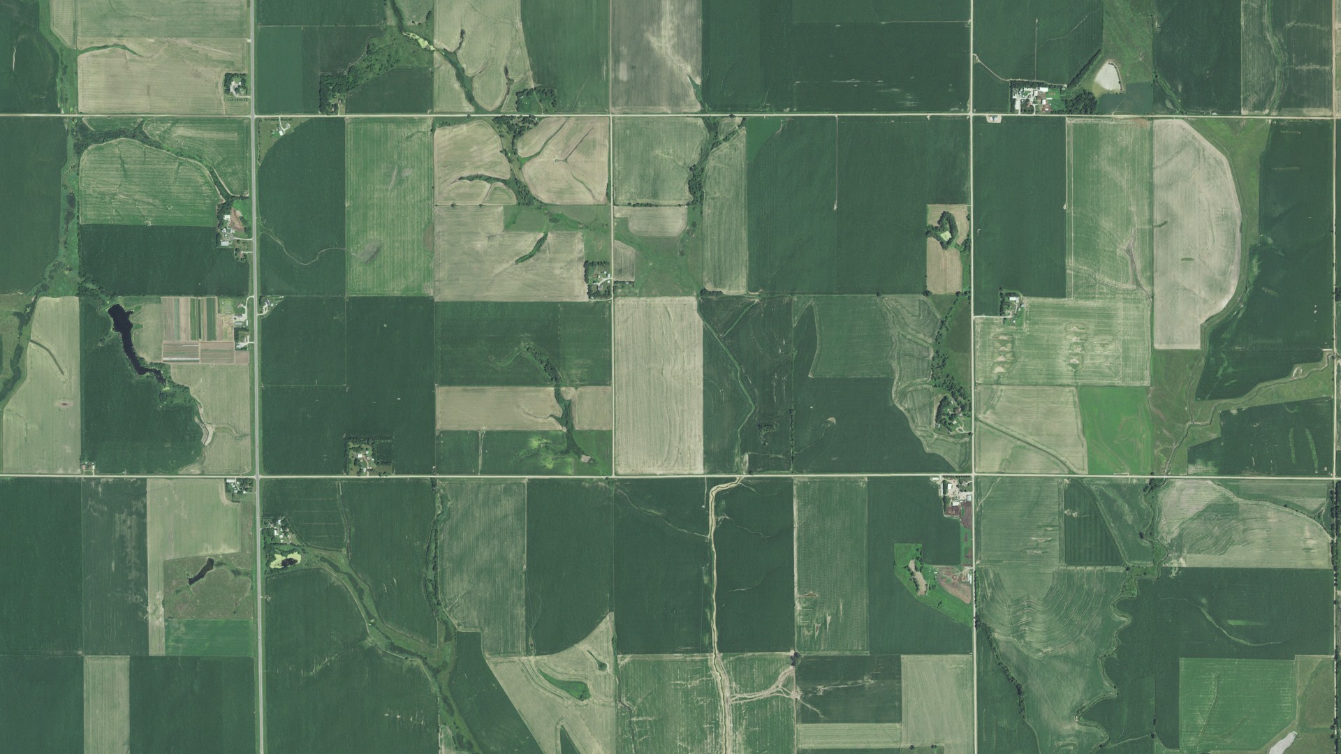 Aerial view of land around Plum Creek, Nebraska