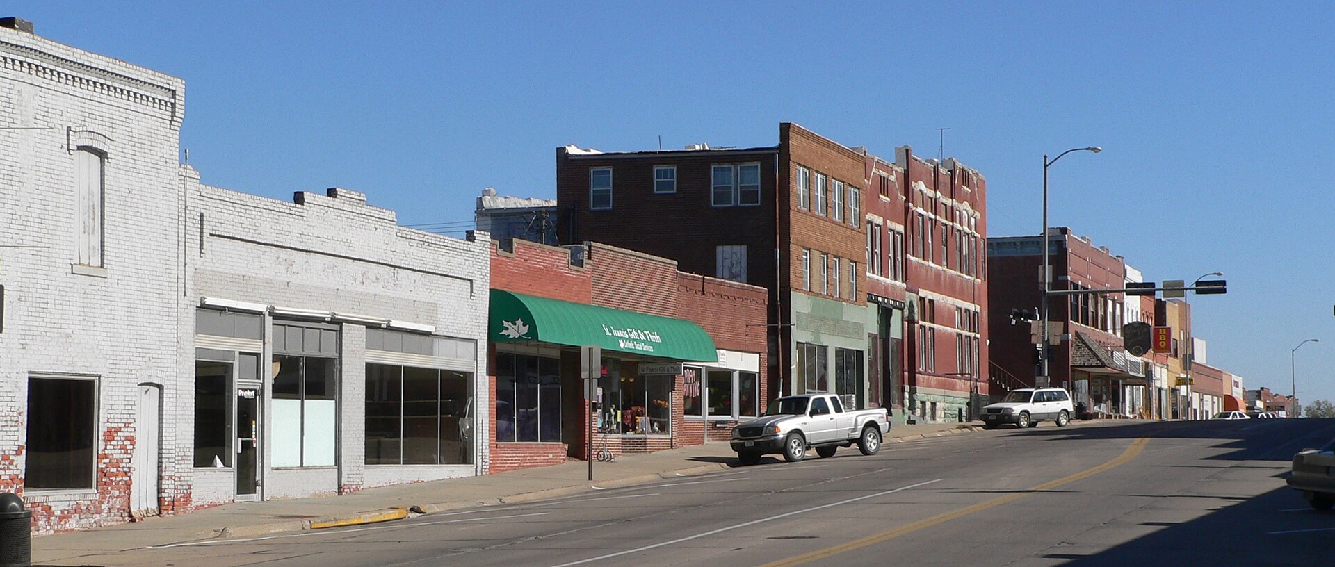 Auburn, Nebraska: north side of Central Avenue, looking east from about K Street. This portion of Central lies within the Auburn Historic District, listed in the National Register of Historic Places.