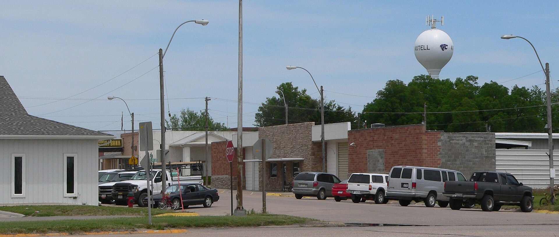 Downtown Axtell, Nebraska: east side of Main Street, looking north from about U.S. Highway 6/U.S. Highway 34.