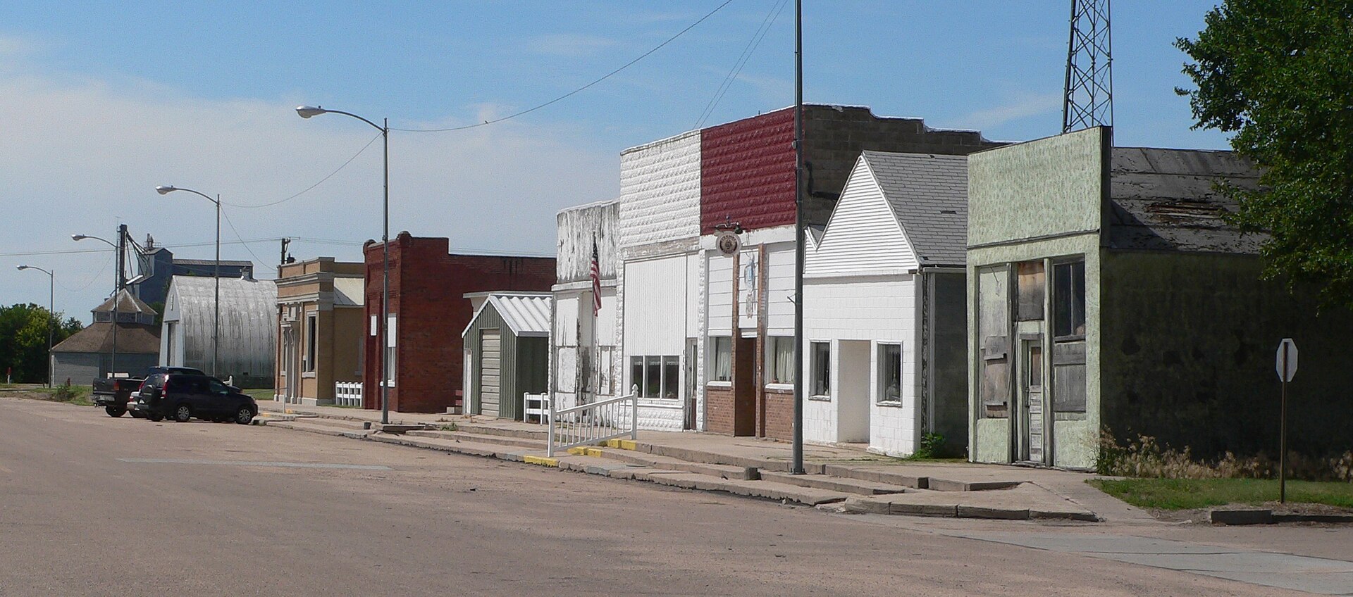 Downtown Bartley, Nebraska: west side of Commercial Street, looking southwest from about Walnut Street.