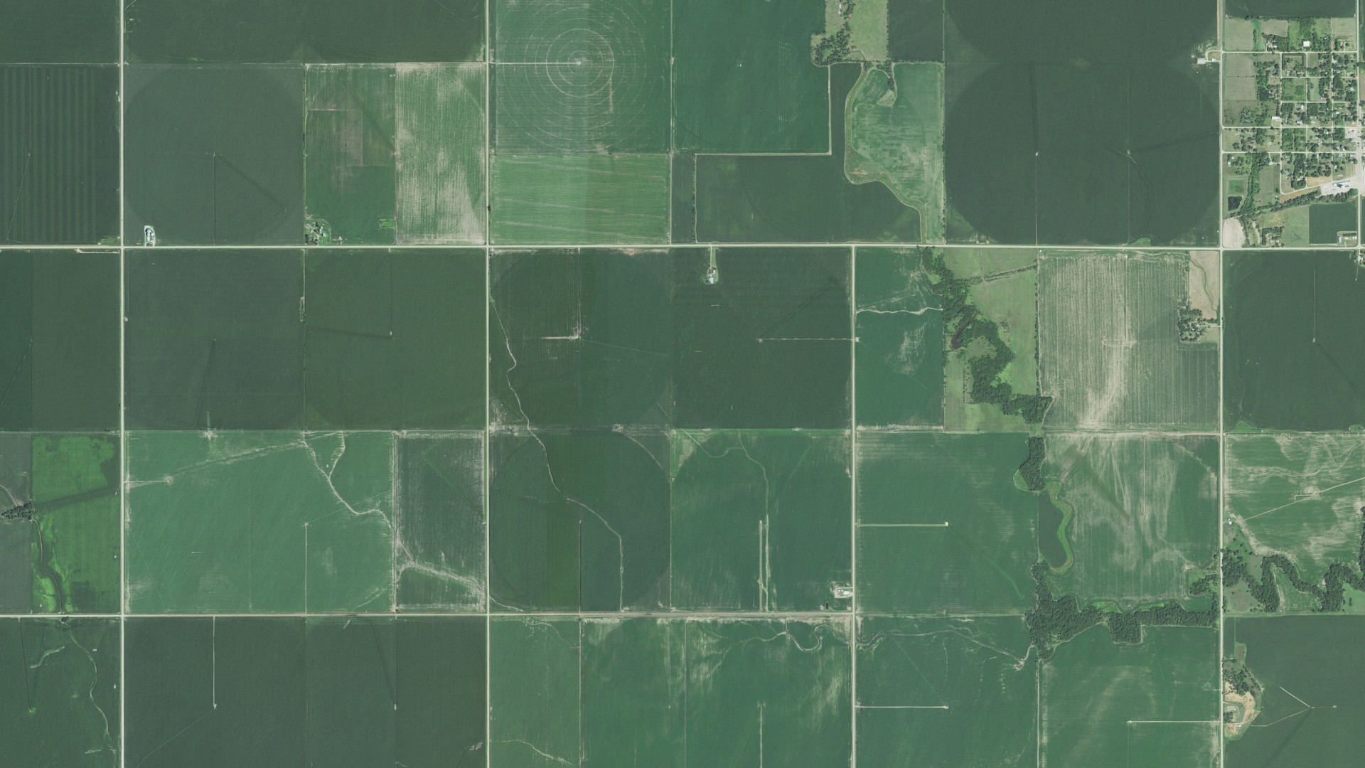 Natural-color aerial photograph of land around Logan, Nebraska