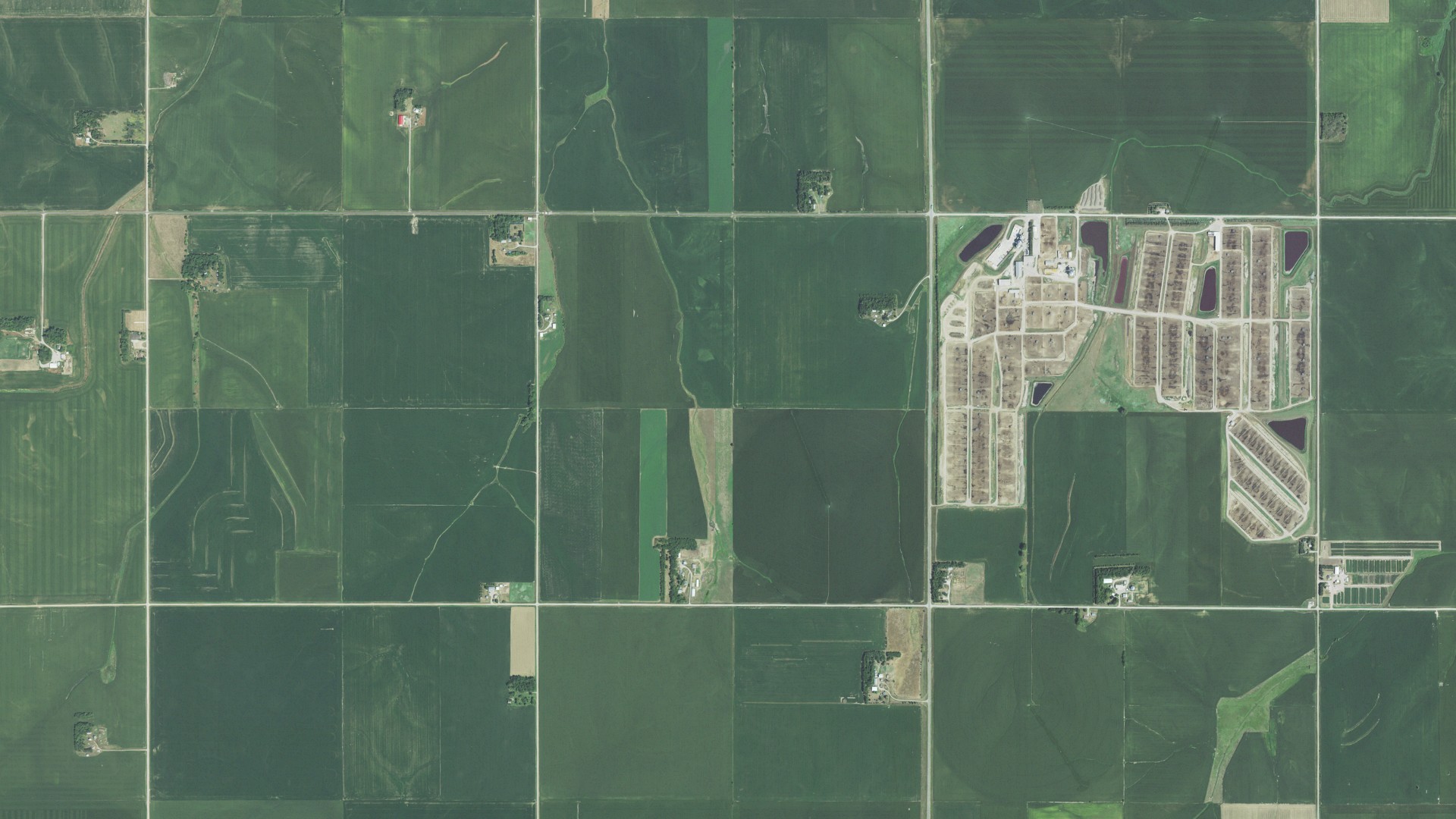 Aerial view of land around Cleveland, Nebraska
