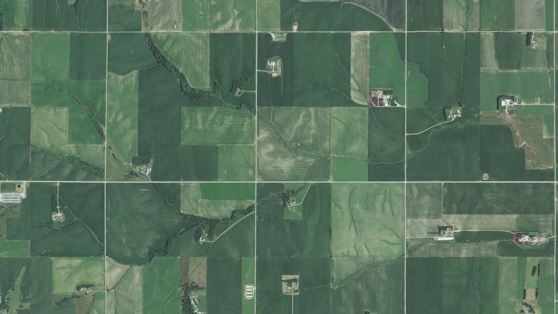 Aerial view of land around Lincoln, Nebraska
