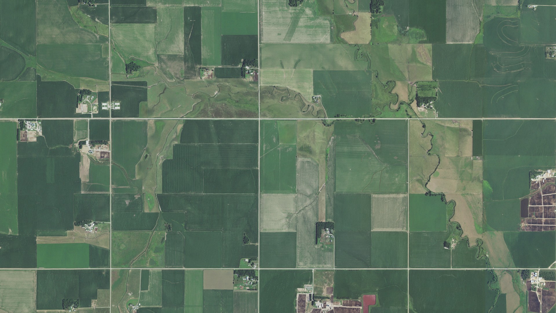 Aerial view of land around Monterey, Nebraska