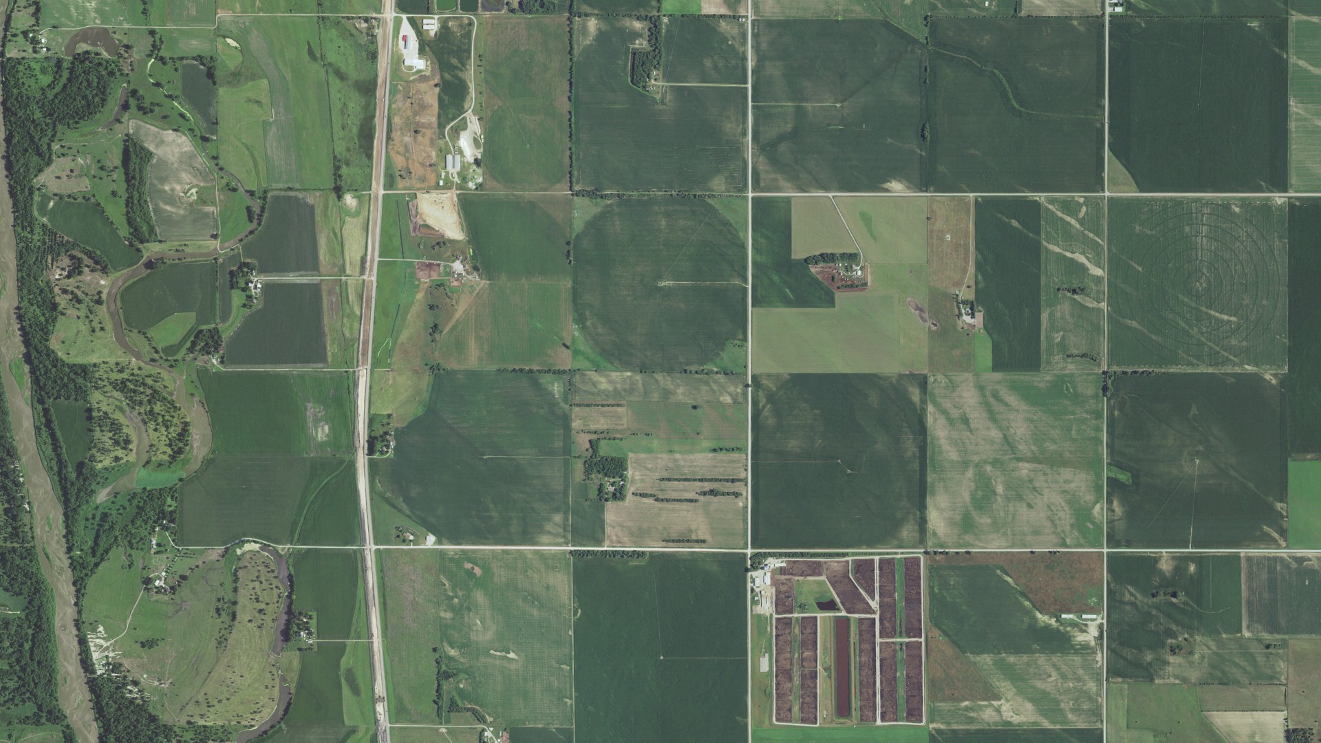 Aerial view of land around Sherman, Nebraska