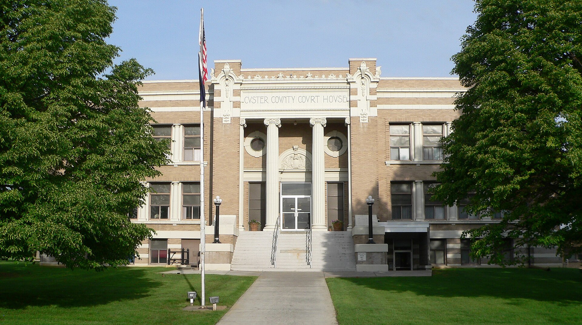 Custer County Courthouse in Broken Bow, Nebraska; seen from the east.