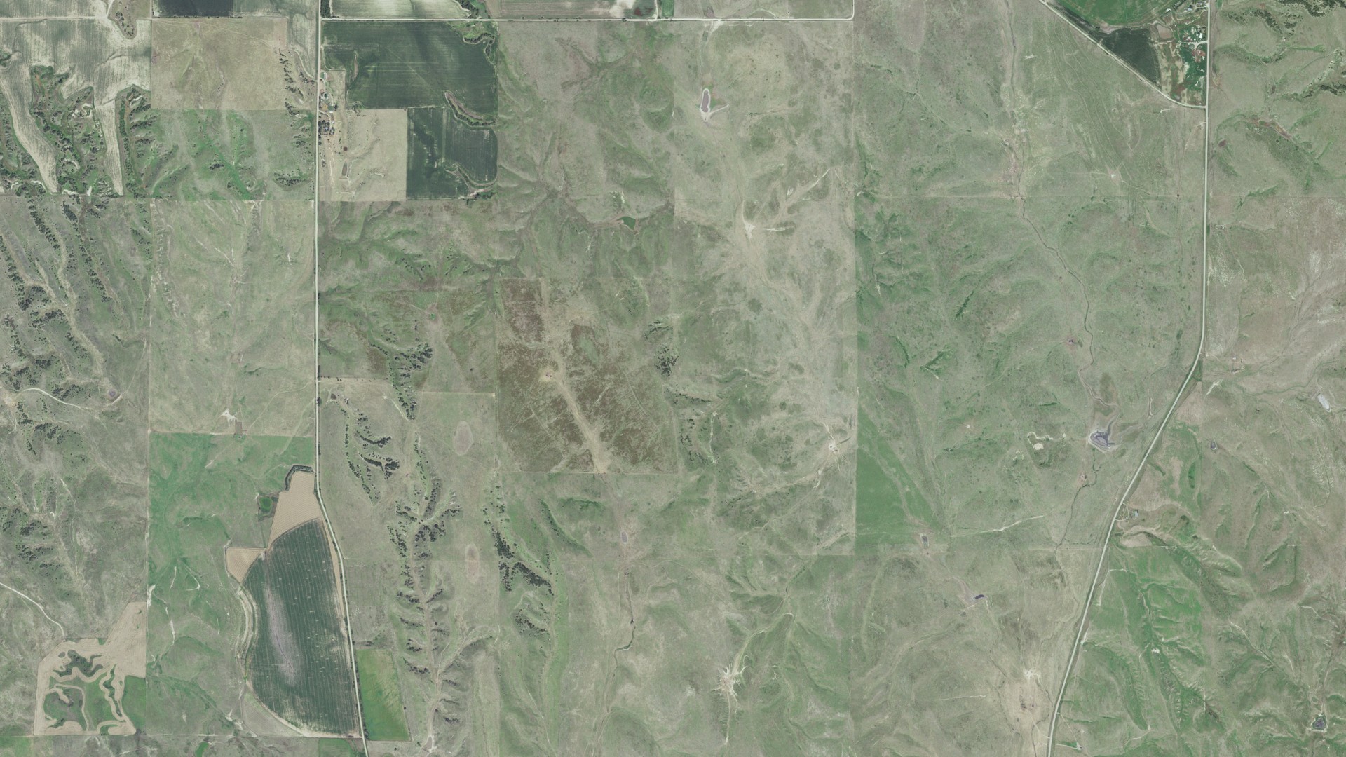 Aerial view of land around Grant, Nebraska
