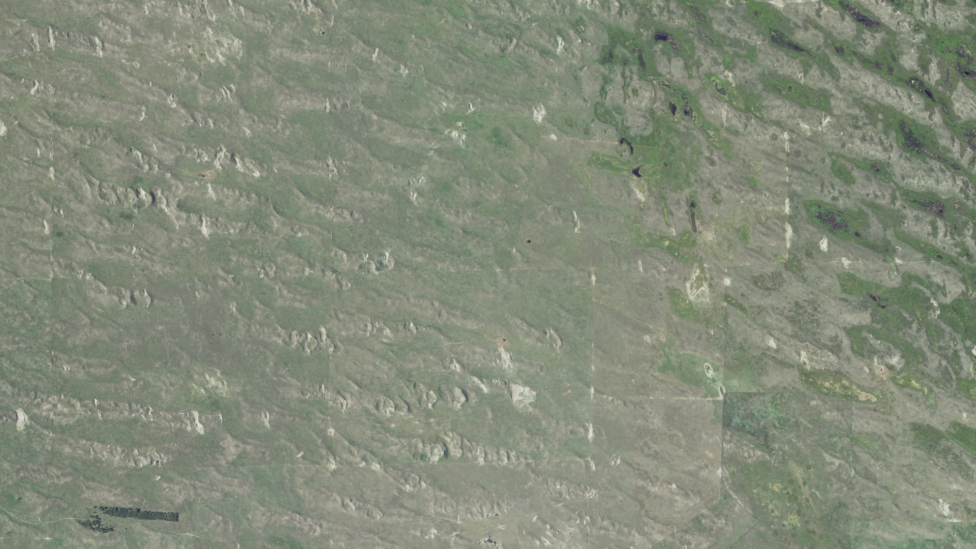 Natural-color aerial photograph of land around Hayes, Nebraska