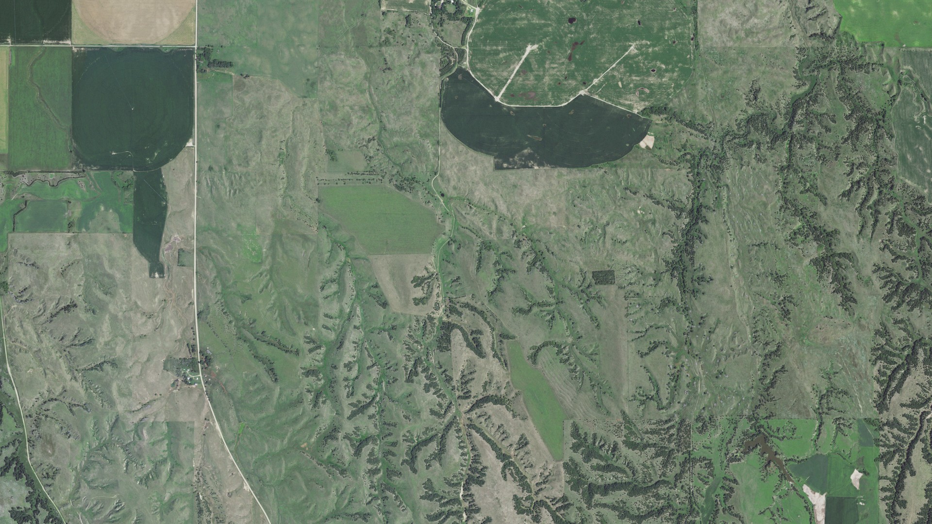 Aerial view of land around Lillian, Nebraska